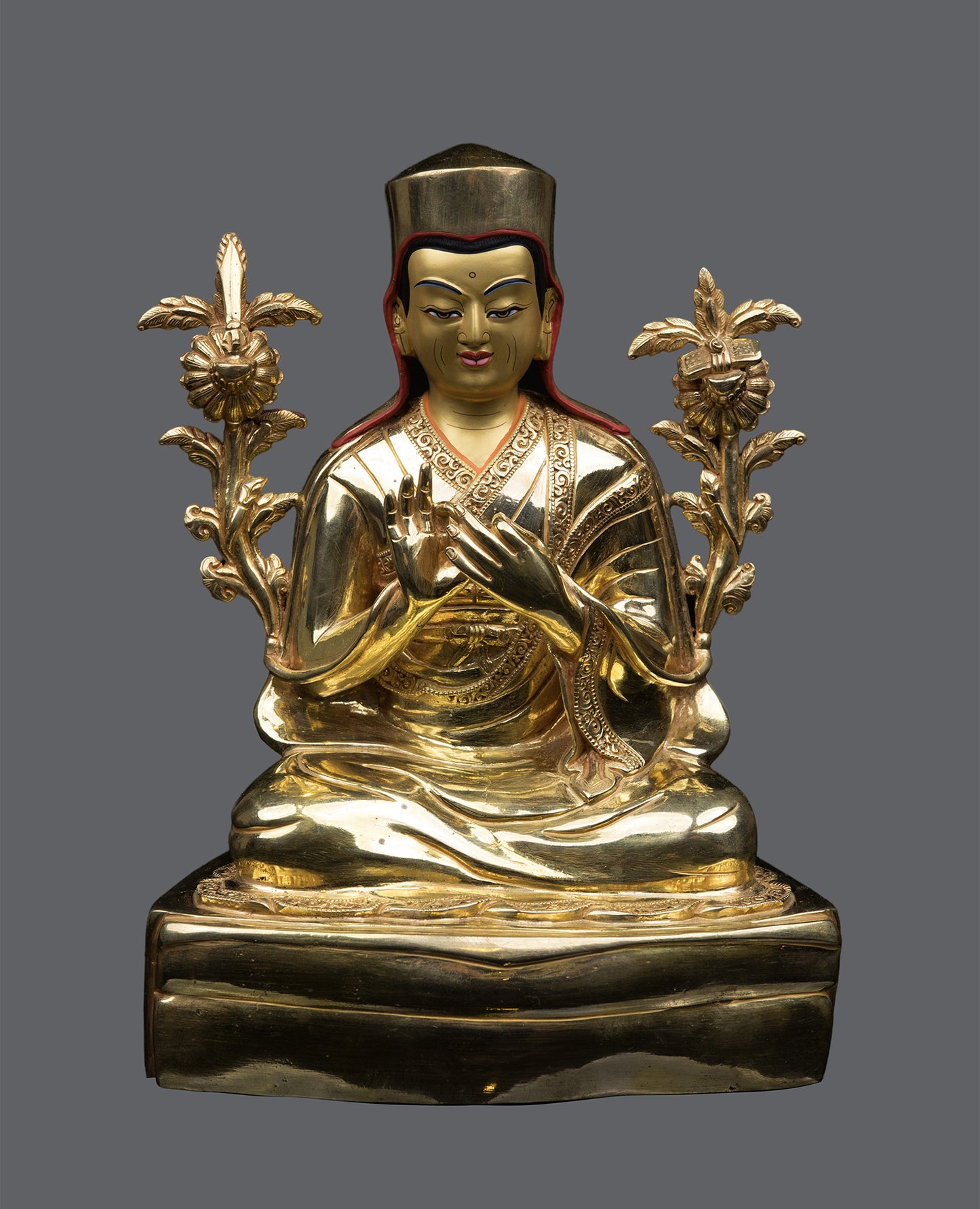 Tibetan Buddhism spiritual leader Sakya Pandita Kunga Gyaltsen Gold Plated Copper Statue Sculpture Figure Nepal free
