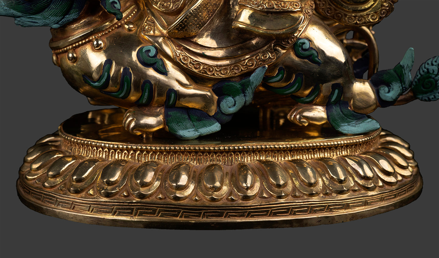 Tibetan Buddhism Gold Face Lord Shugden Dolgyal Gold Plated Copper Rare Statue Figure free 79