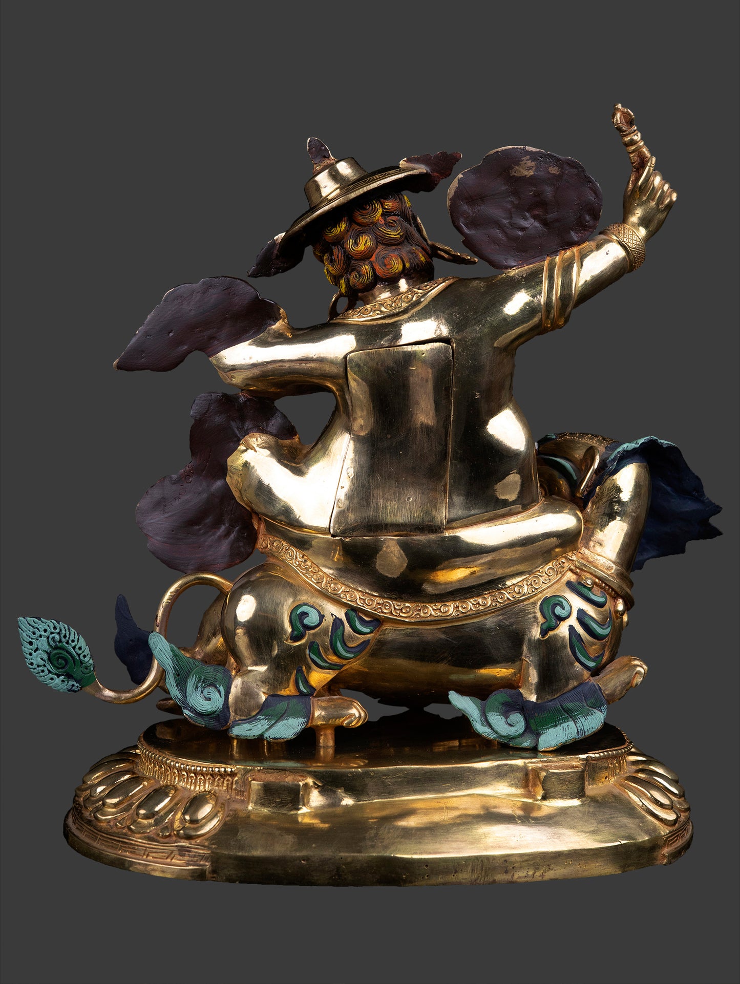 Tibetan Buddhism Gold Face Lord Shugden Dolgyal Gold Plated Copper Rare Statue Figure free 79
