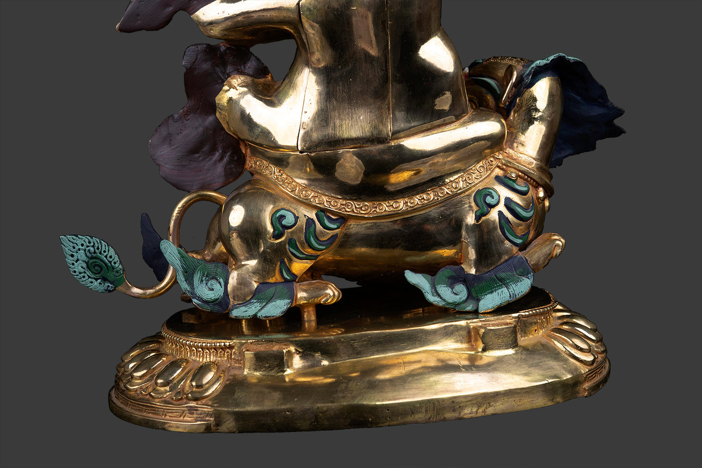 Tibetan Buddhism Gold Face Lord Shugden Dolgyal Gold Plated Copper Rare Statue Figure free 79