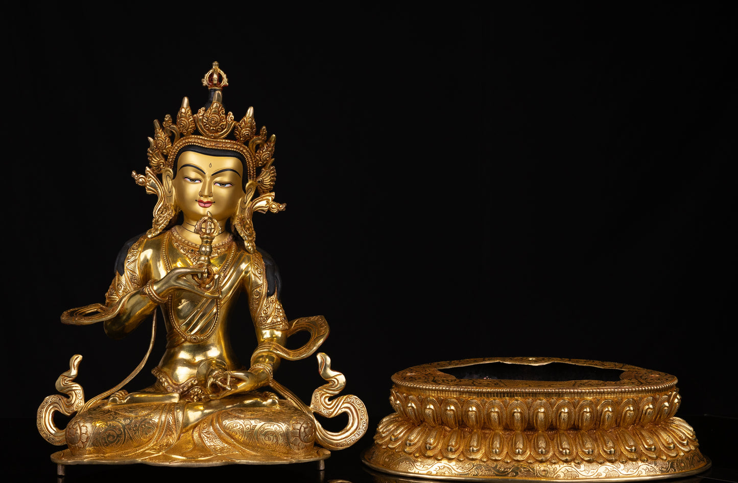 Tibetan Buddhism Gold Face Lord Vajra Sattva Boddhisattva Dorje Sempa Gold Plated Copper Statue Sculpture Figure Nepal free
