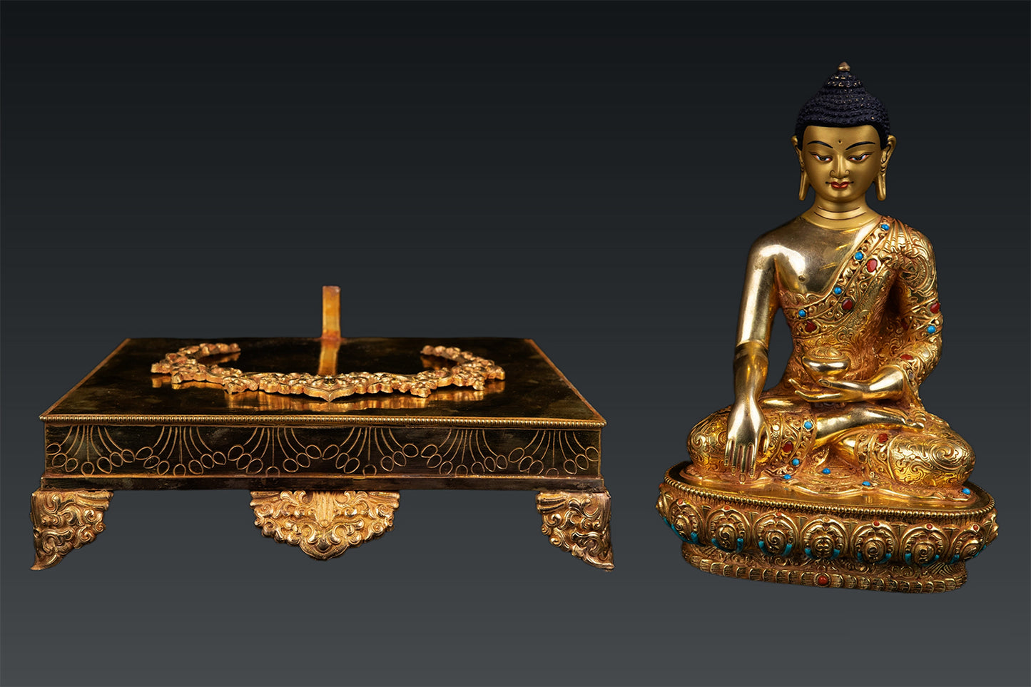 Buddhism Lord Akshobya Shakyamuni Buddha Gold Plated Copper Statue Figure Nepal free16