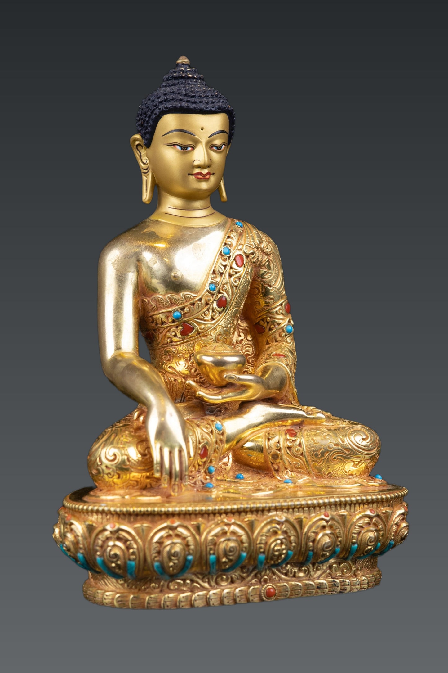 Buddhism Lord Akshobya Shakyamuni Buddha Gold Plated Copper Statue Figure Nepal free16