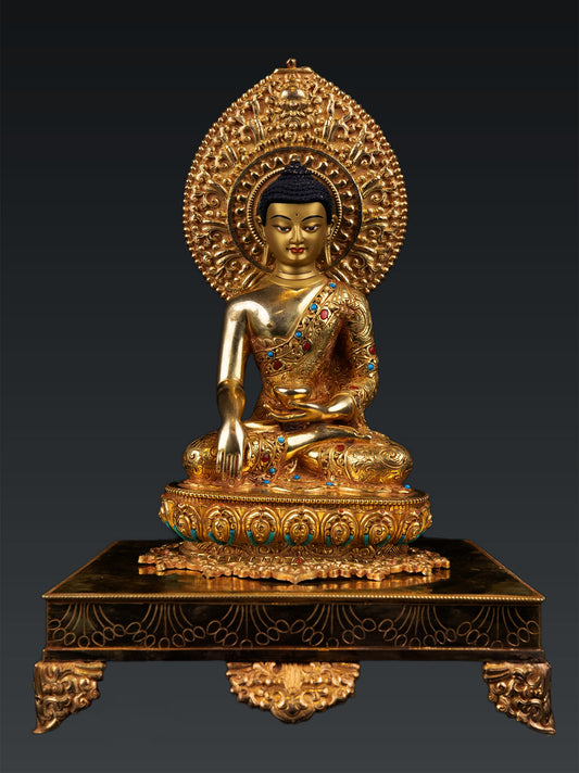Buddhism Lord Akshobya Shakyamuni Buddha Gold Plated Copper Statue Figure Nepal free16