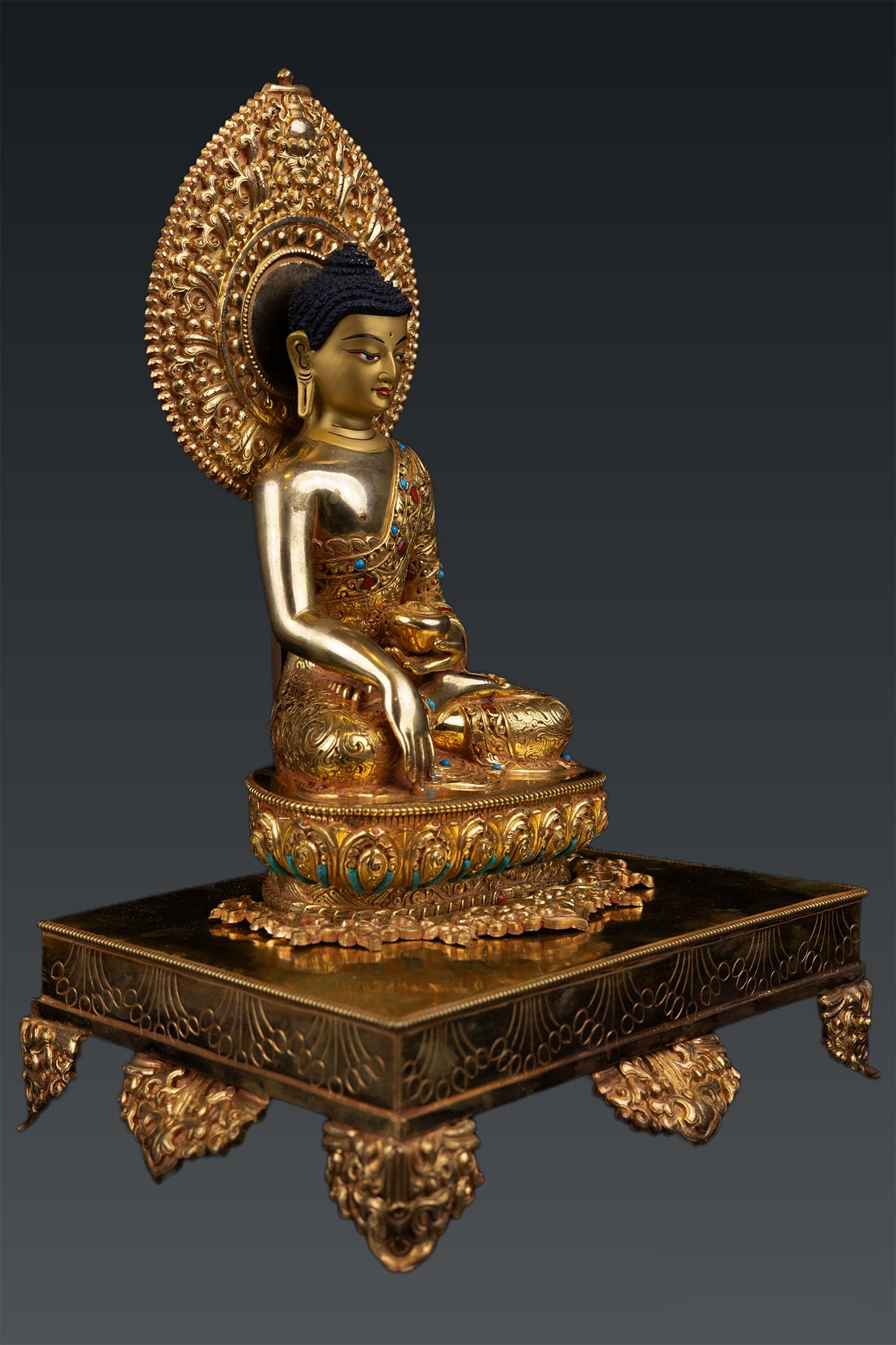 Buddhism Lord Akshobya Shakyamuni Buddha Gold Plated Copper Statue Figure Nepal free16