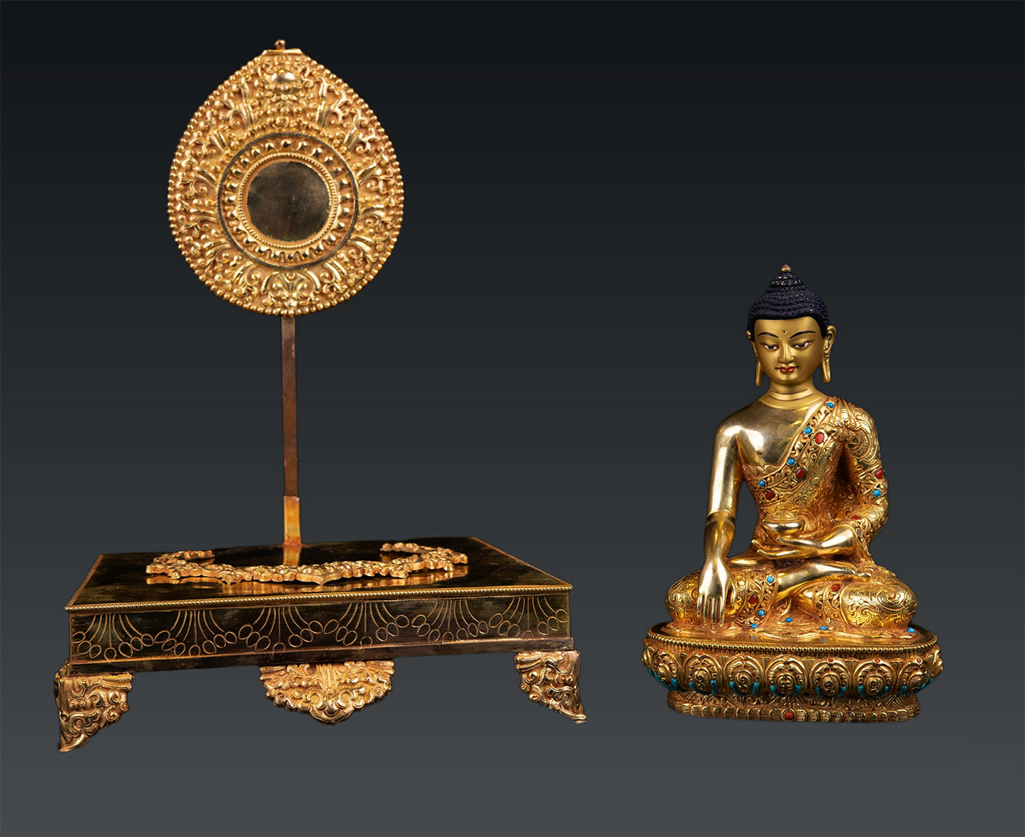 Buddhism Lord Akshobya Shakyamuni Buddha Gold Plated Copper Statue Figure Nepal free16