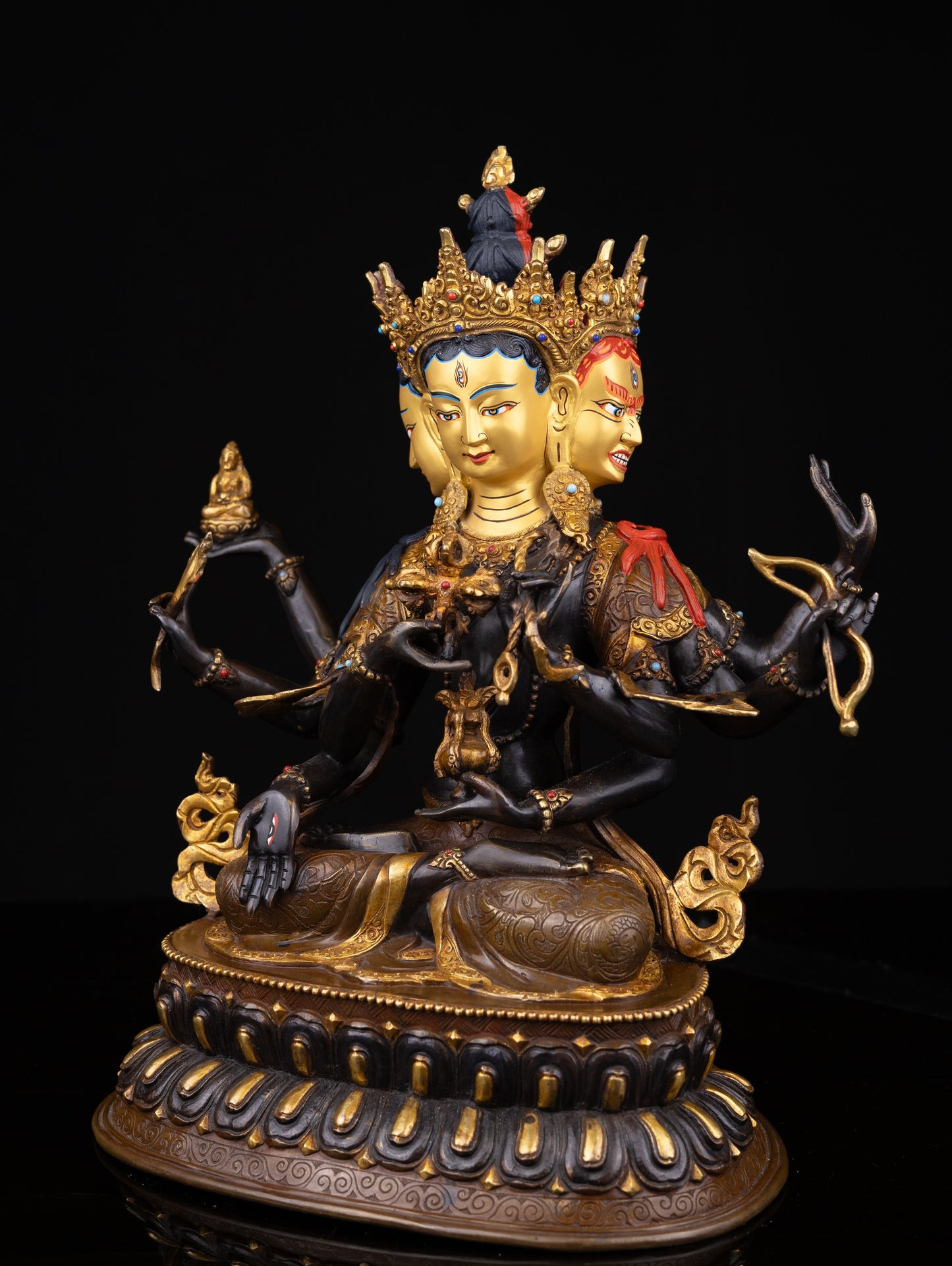24K Gold Face Hand Painting Tibetan Buddhism Namgyal Namgyalma Ushnishavijaya Oxide Copper Statue Sculpture Nepal free