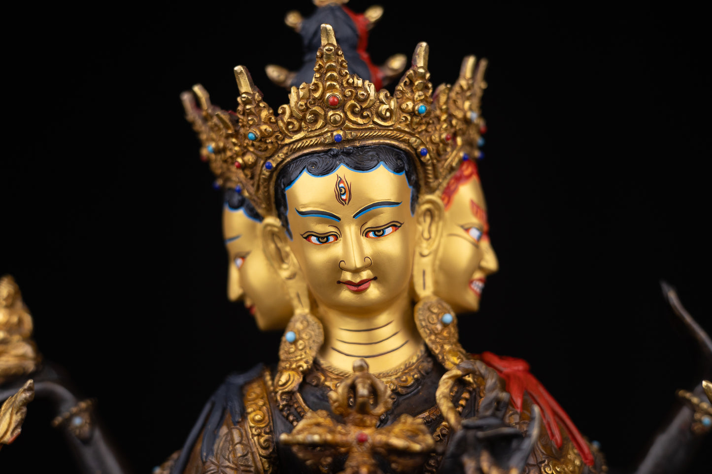 24K Gold Face Hand Painting Tibetan Buddhism Namgyal Namgyalma Ushnishavijaya Oxide Copper Statue Sculpture Nepal free
