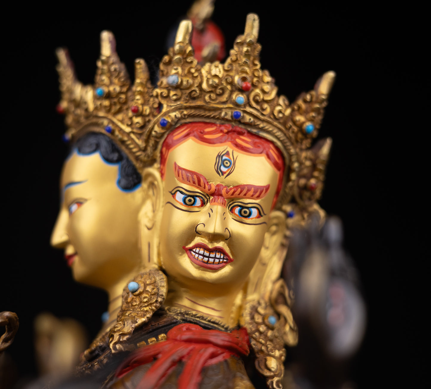 24K Gold Face Hand Painting Tibetan Buddhism Namgyal Namgyalma Ushnishavijaya Oxide Copper Statue Sculpture Nepal free
