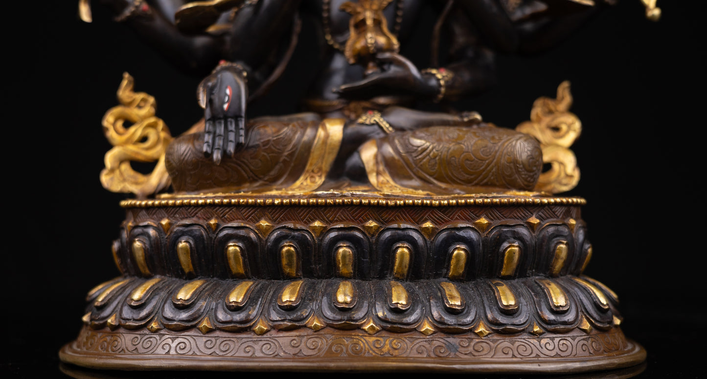 24K Gold Face Hand Painting Tibetan Buddhism Namgyal Namgyalma Ushnishavijaya Oxide Copper Statue Sculpture Nepal free