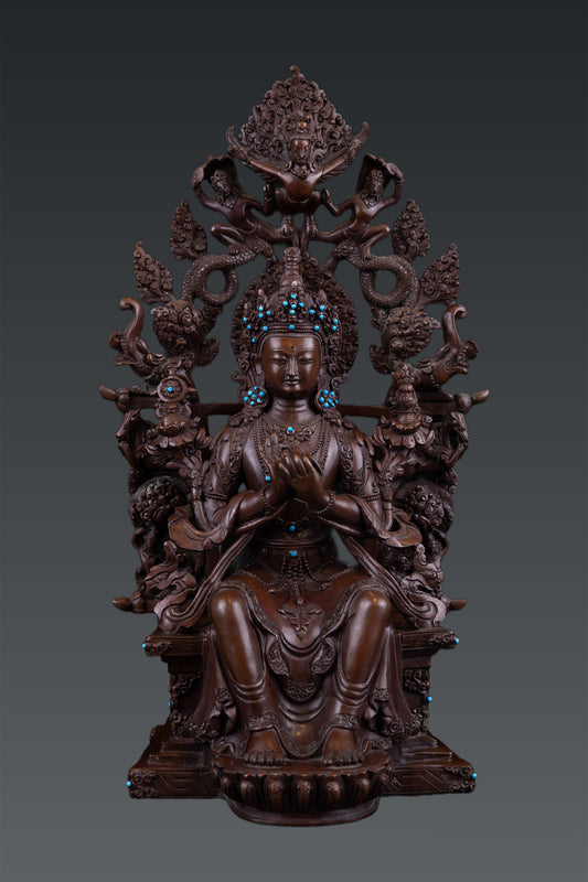 Tibetan Buddhism Handmade Lord Maitreya Buddha Pure Copper Oxide Statue Figure Sculpture Nepal free