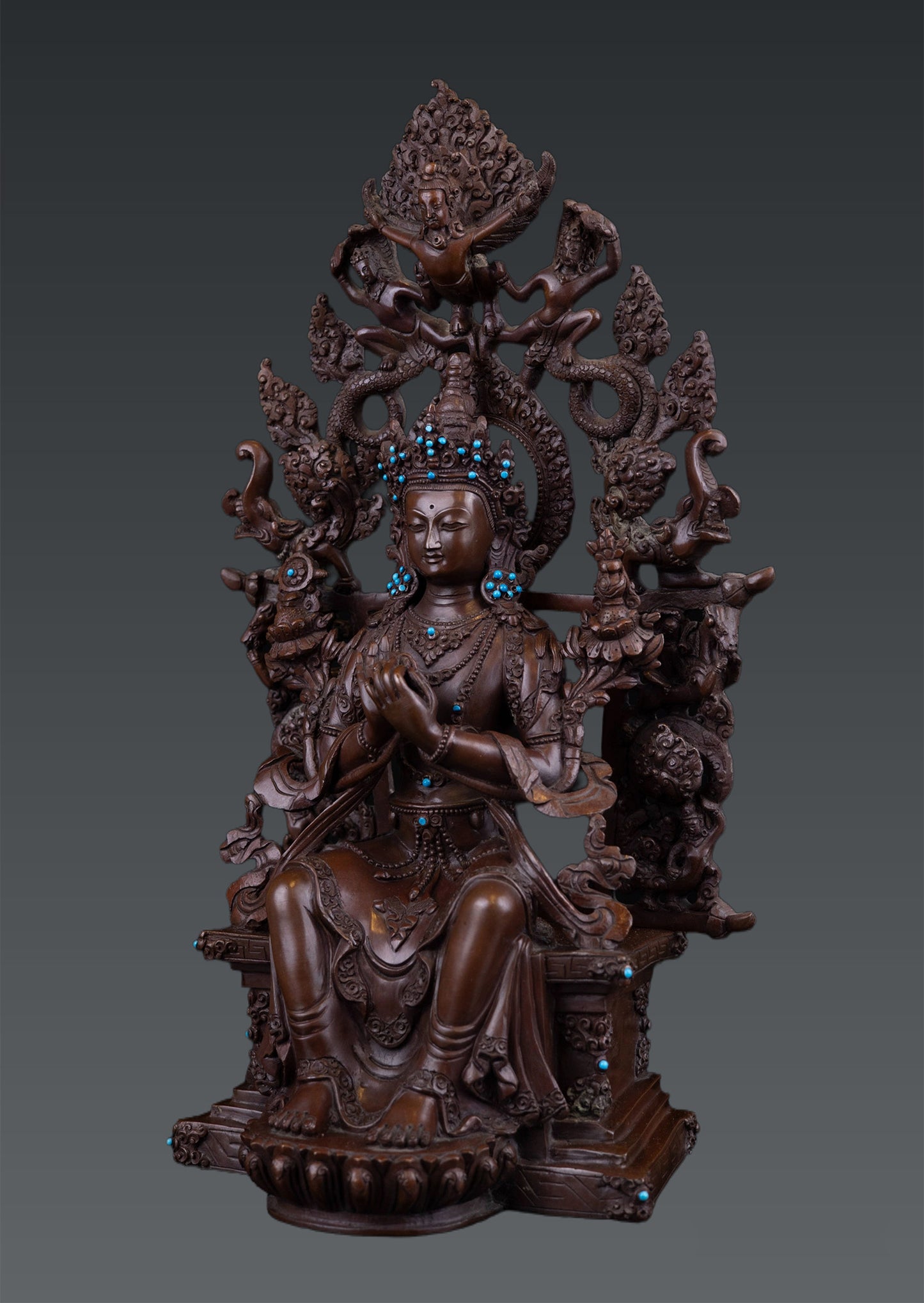 Tibetan Buddhism Handmade Lord Maitreya Buddha Pure Copper Oxide Statue Figure Sculpture Nepal free