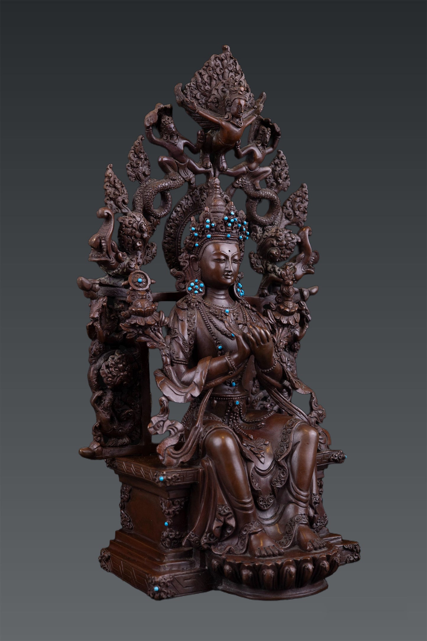 Tibetan Buddhism Handmade Lord Maitreya Buddha Pure Copper Oxide Statue Figure Sculpture Nepal free