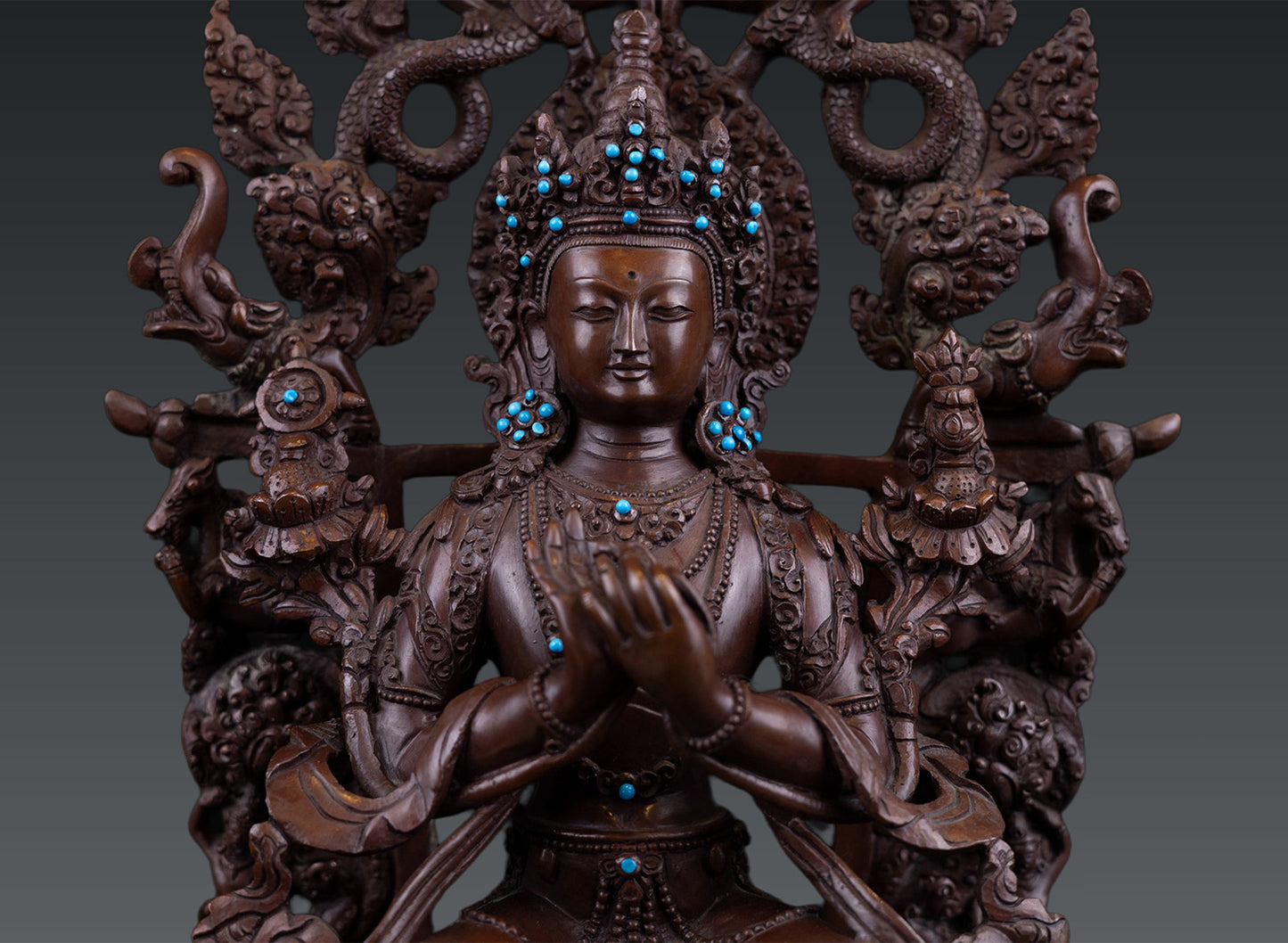 Tibetan Buddhism Handmade Lord Maitreya Buddha Pure Copper Oxide Statue Figure Sculpture Nepal free