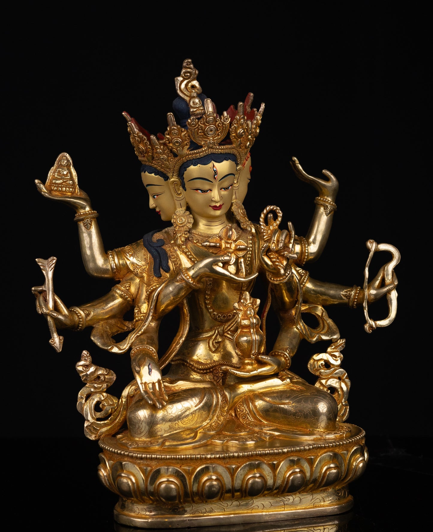 Tibetan Buddhism 24K Gold Face Hand Painting Namgyal Namgyalma Ushnishavijaya Gold Plated Pure Copper Statue Sculpture Nepal free