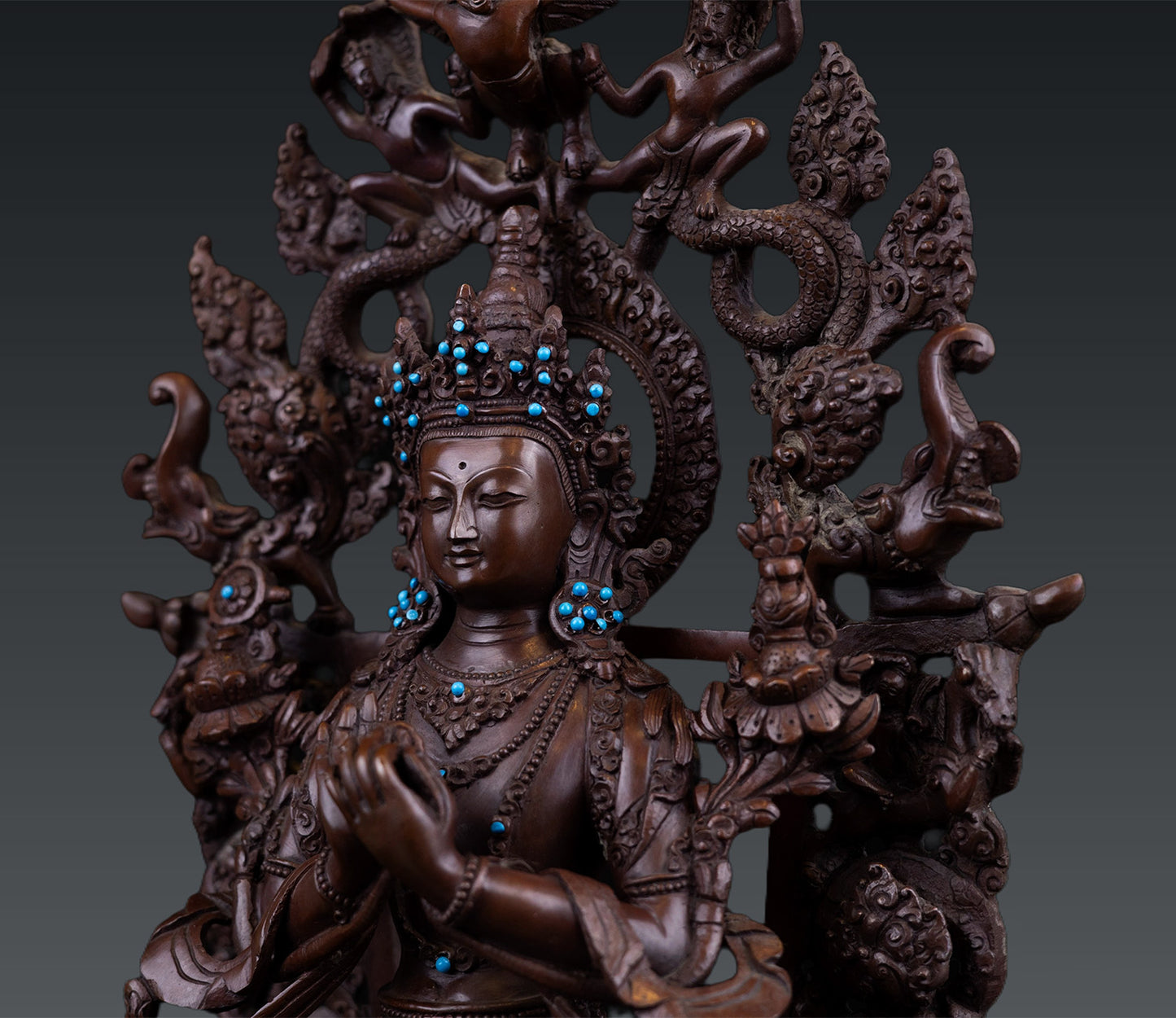 Tibetan Buddhism Handmade Lord Maitreya Buddha Pure Copper Oxide Statue Figure Sculpture Nepal free