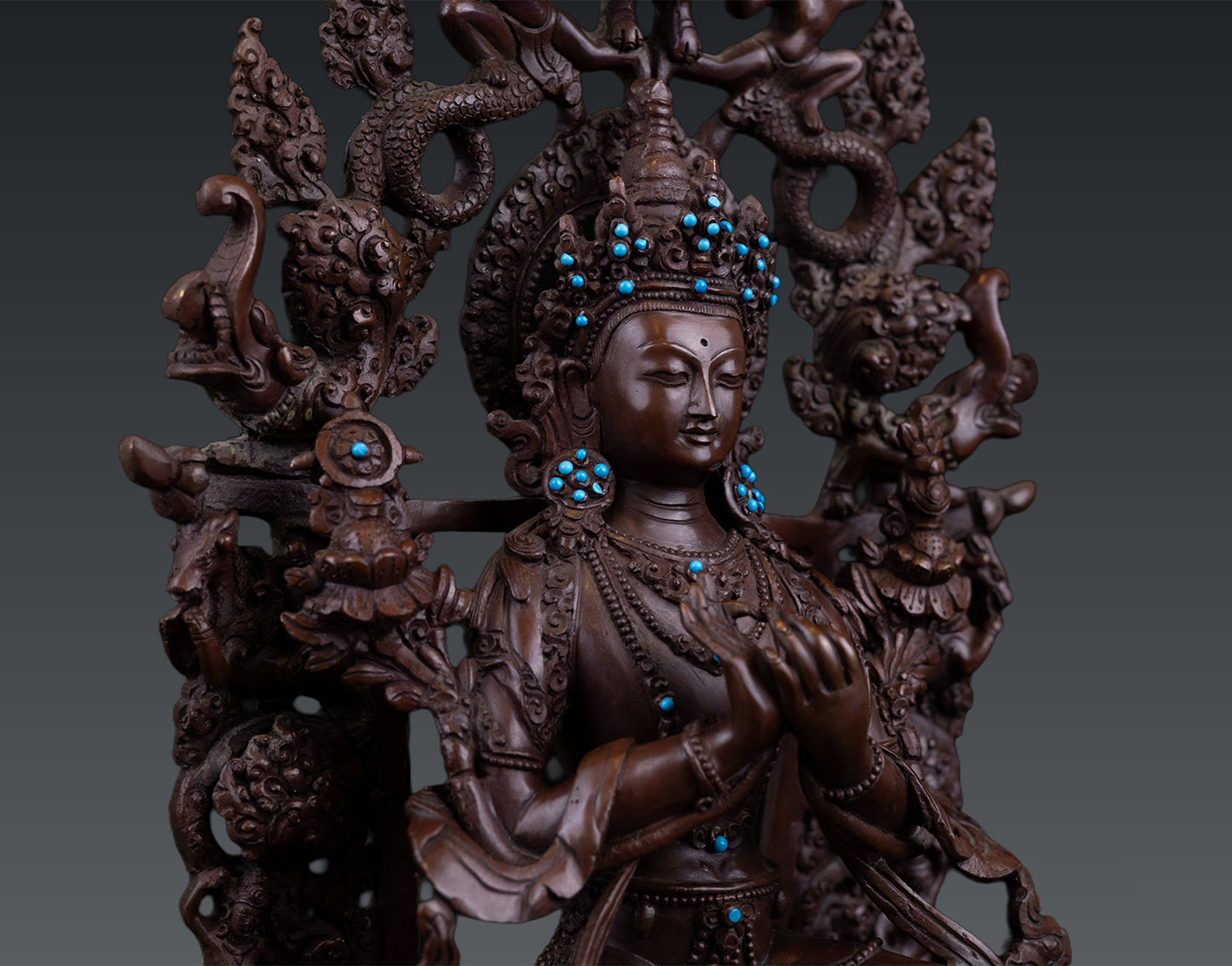 Tibetan Buddhism Handmade Lord Maitreya Buddha Pure Copper Oxide Statue Figure Sculpture Nepal free