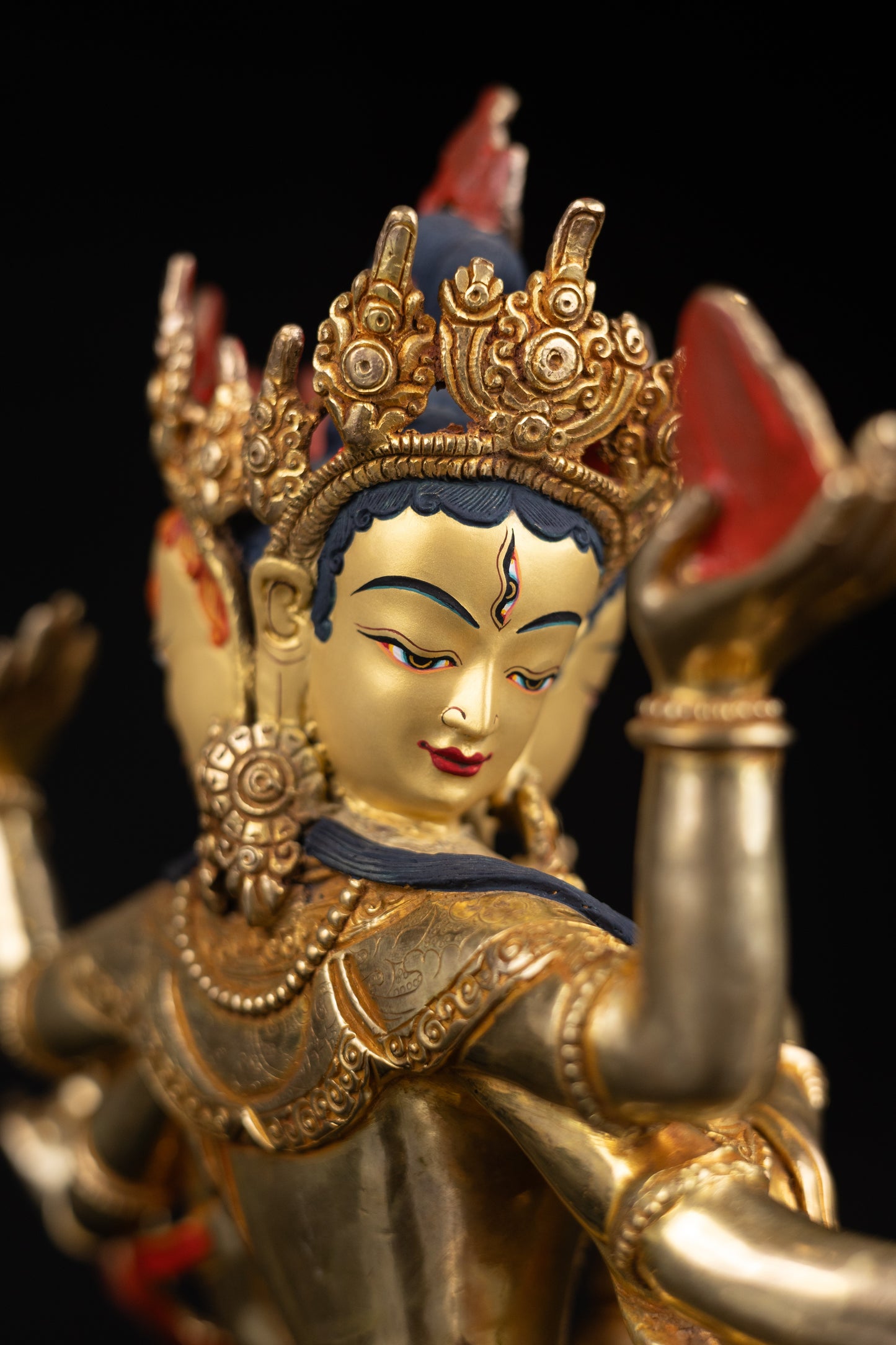 Tibetan Buddhism 24K Gold Face Hand Painting Namgyal Namgyalma Ushnishavijaya Gold Plated Pure Copper Statue Sculpture Nepal free