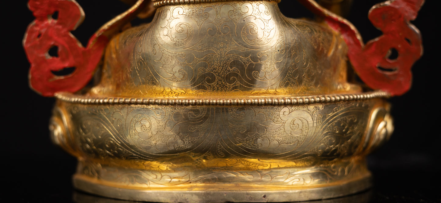 Tibetan Buddhism 24K Gold Face Hand Painting Namgyal Namgyalma Ushnishavijaya Gold Plated Pure Copper Statue Sculpture Nepal free