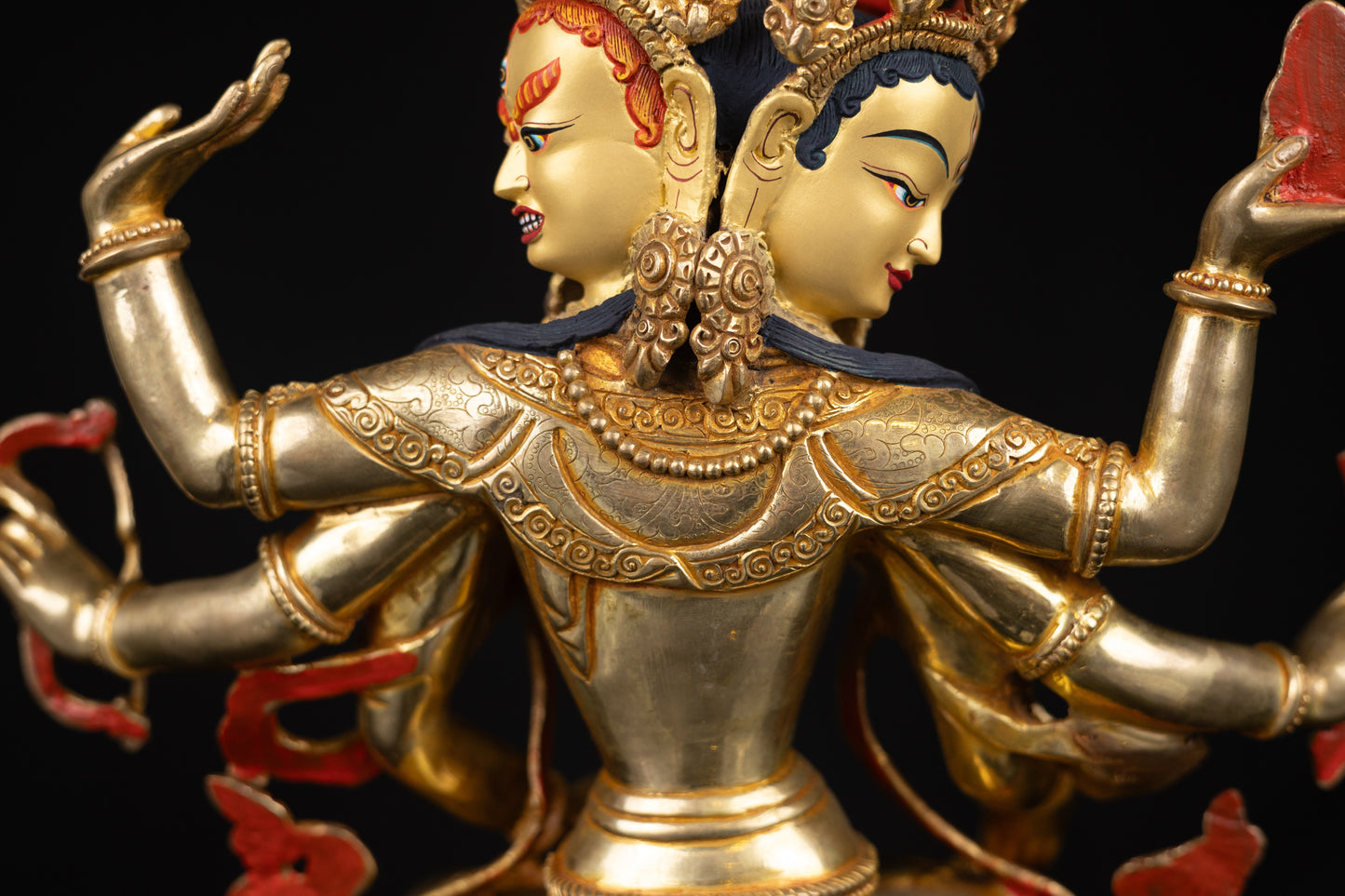 Tibetan Buddhism 24K Gold Face Hand Painting Namgyal Namgyalma Ushnishavijaya Gold Plated Pure Copper Statue Sculpture Nepal free