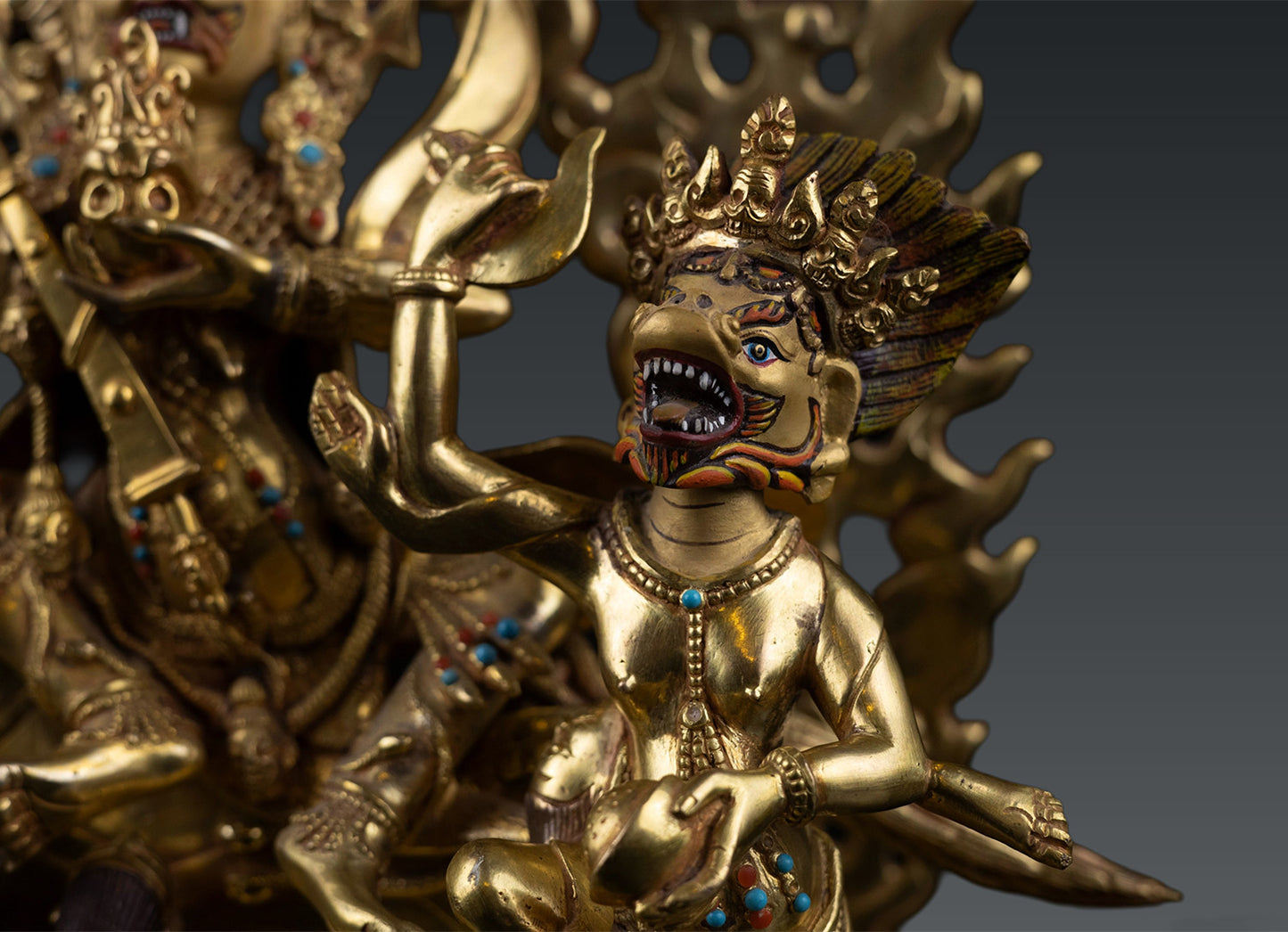 Tibetan Buddhism Goddess Palden Lhamo or Shri Devi Pure Gold Plated Copper Statue Figure Nepal free 92