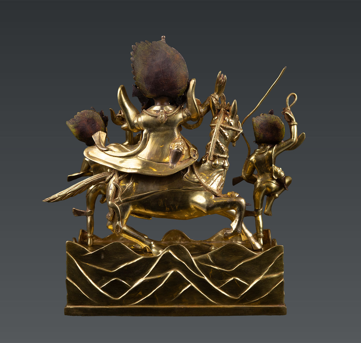 Tibetan Buddhism Goddess Palden Lhamo or Shri Devi Pure Gold Plated Copper Statue Figure Nepal free 92