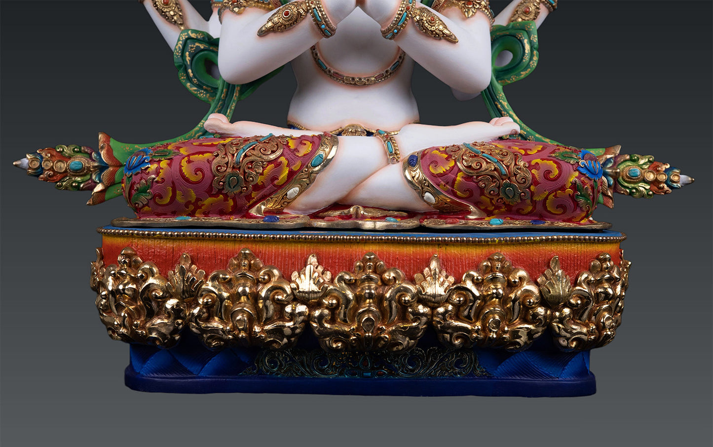 Unique Hand Painting Tibetan Buddhism Lord Chenrezig Khacheri Pure Copper Hand Painting Statue Figure Sculpture Nepal free