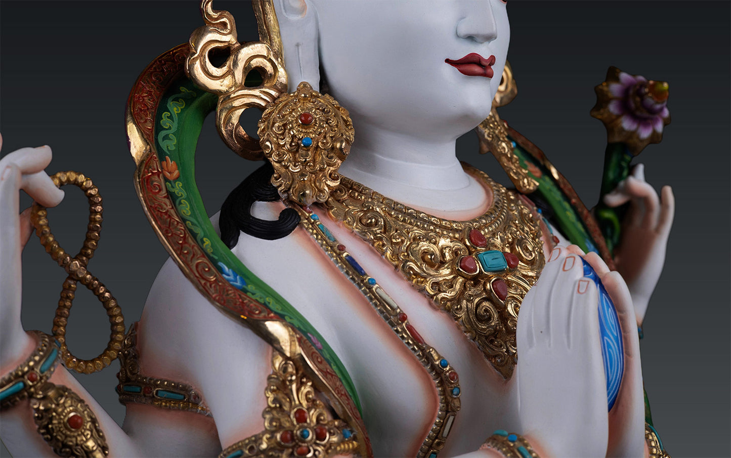 Unique Hand Painting Tibetan Buddhism Lord Chenrezig Khacheri Pure Copper Hand Painting Statue Figure Sculpture Nepal free