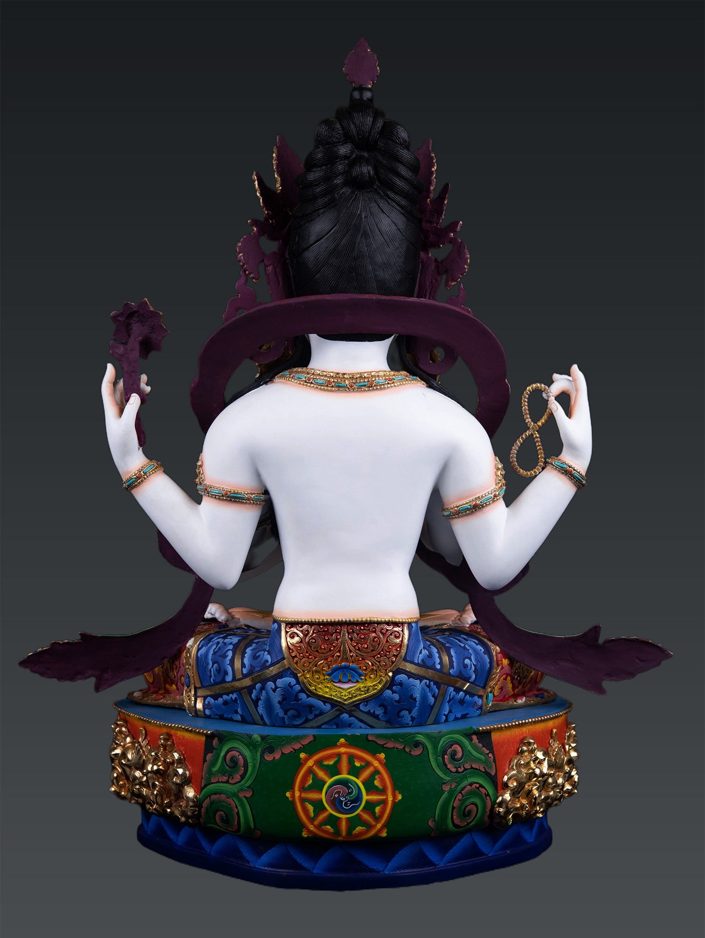 Unique Hand Painting Tibetan Buddhism Lord Chenrezig Khacheri Pure Copper Hand Painting Statue Figure Sculpture Nepal free