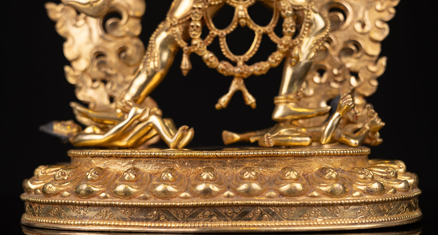Tibetan Buddhism Gold Face Hand Painting Wrathful Goddess Vajra Yogini Khadga Jogini Dakini Dorje Naljorma Gold Plated Copper Statue Sculpture