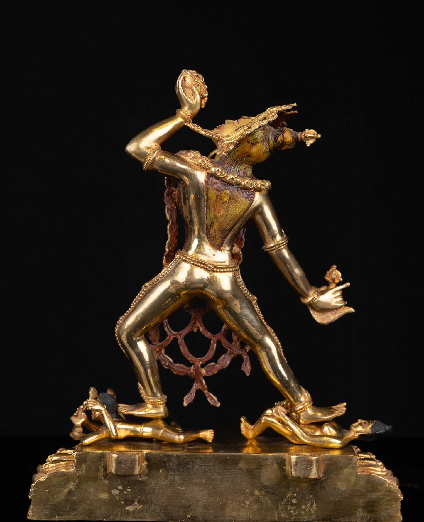 Tibetan Buddhism Gold Face Hand Painting Wrathful Goddess Vajra Yogini Khadga Jogini Dakini Dorje Naljorma Gold Plated Copper Statue Sculpture