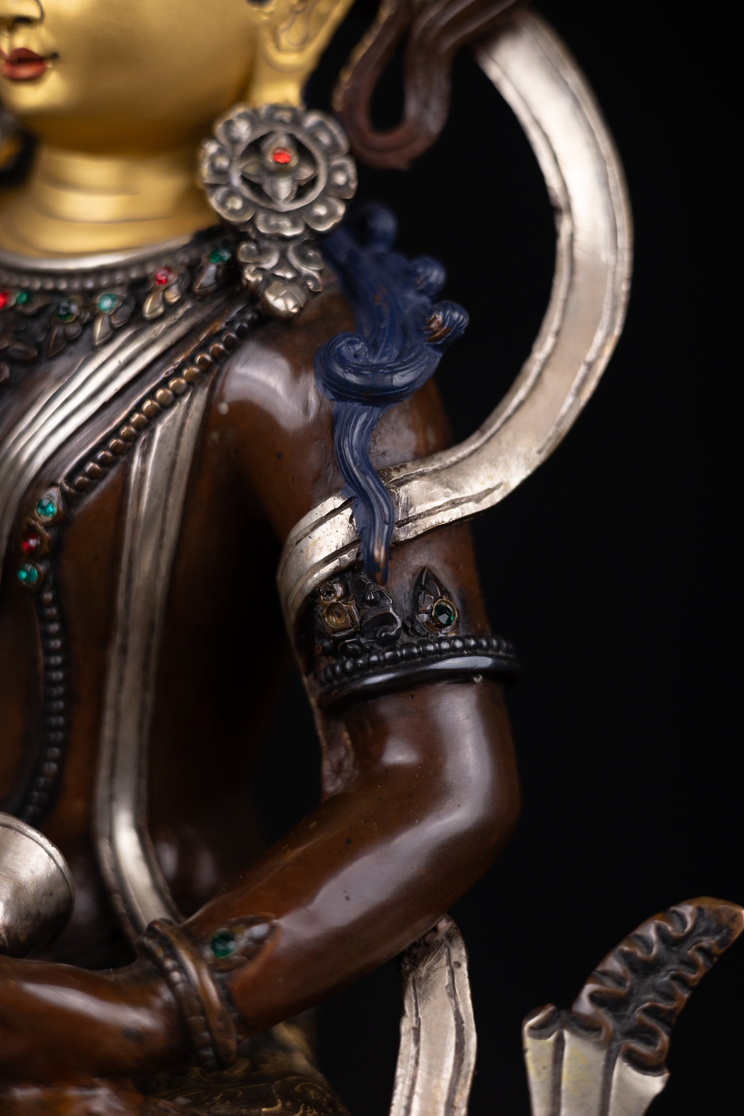 Tibetan Buddhism Gold Face Hand Paint Lord Vajra Sattva Boddhisattva Dorje Sempa Gold Plated Copper Fine Oxide Statue Sculpture Figure Nepal free