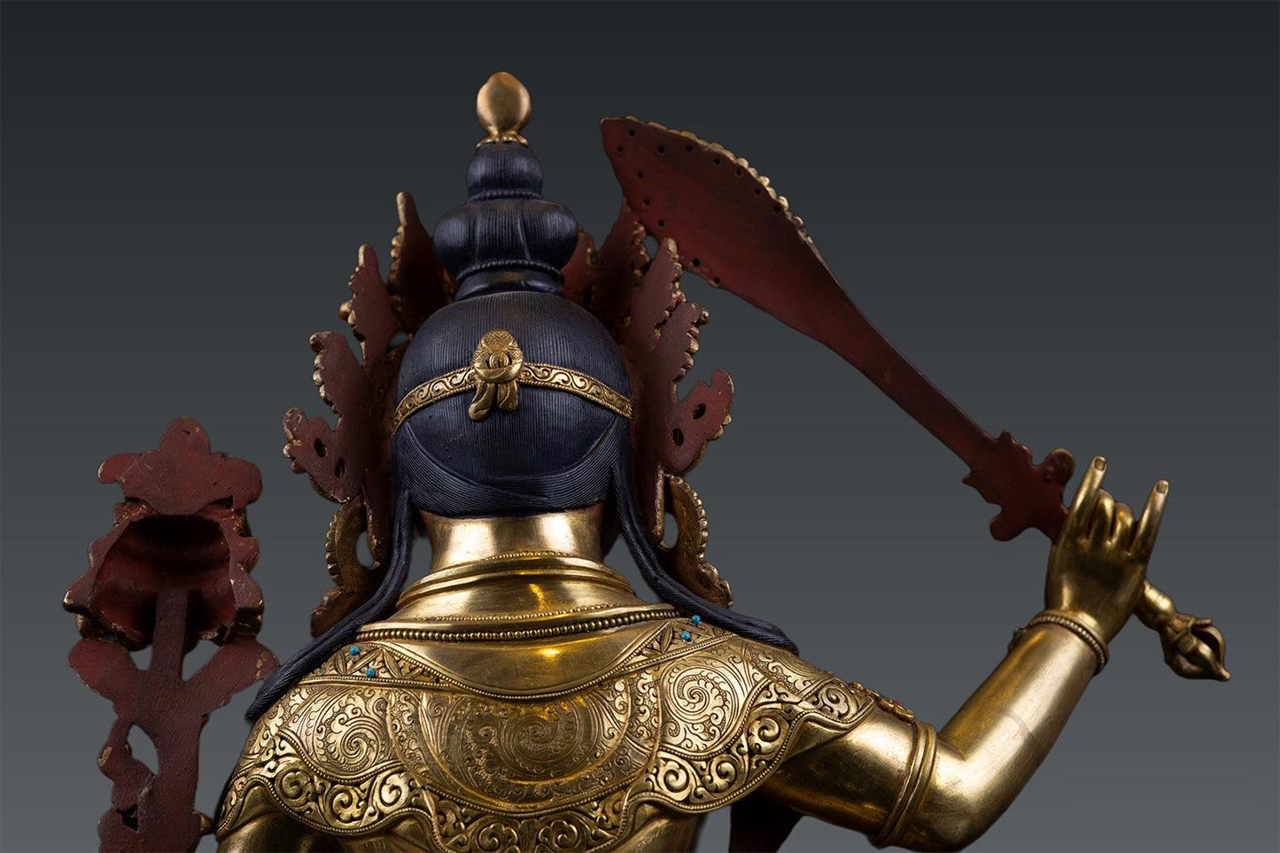 Unique Tibetan Buddhism Goddess Maha Manjushree Manjushri Pure Gold Plated Pure Copper Statue Figure Nepal free 95