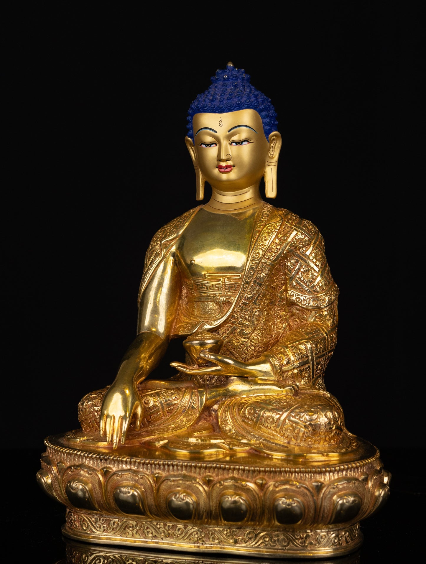 Tibetan Buddhism Gold Face Lord Shakyamuni Buddha Handmade Copper Statue Sculpture Figure Nepal free