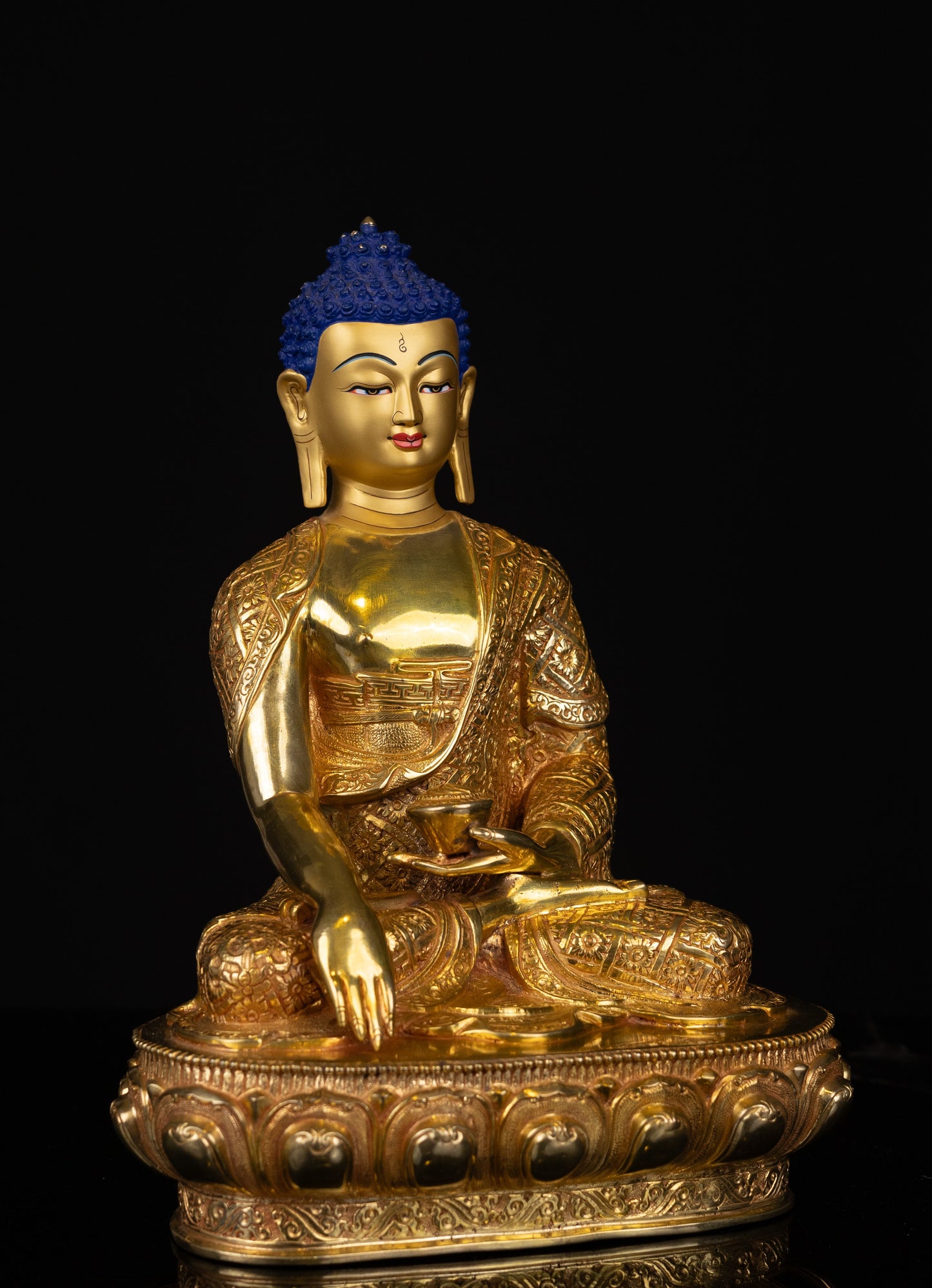 Tibetan Buddhism Gold Face Lord Shakyamuni Buddha Handmade Copper Statue Sculpture Figure Nepal free