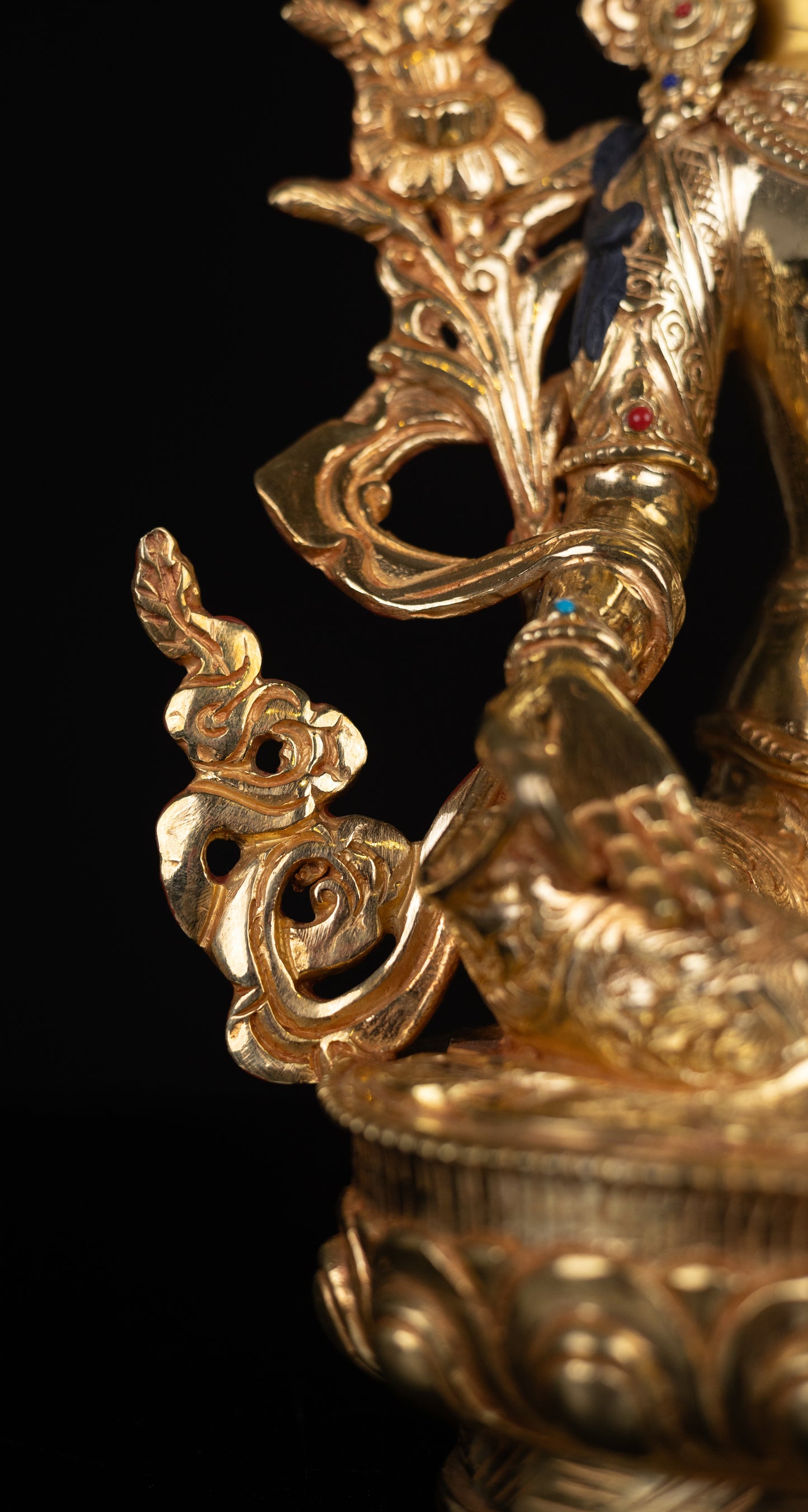 Tibetan Buddhism Gold Face Goddess Green Tara Rupa Dolma Dolma Jongma Turquoise Coral Lapiz Stone Gold Plated Copper Statue Sculpture Figure Nepal free