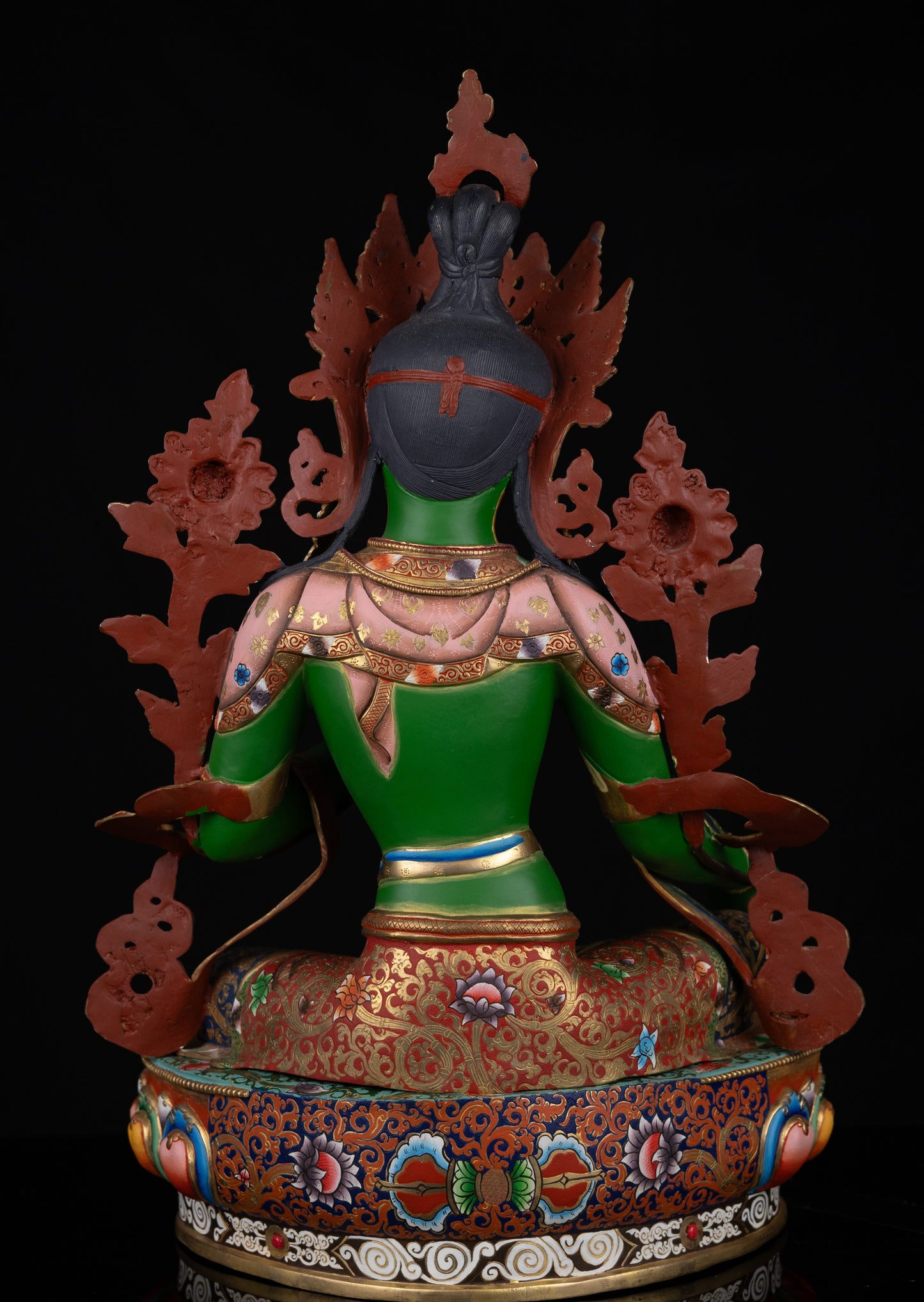 Tibetan Buddhism Gold Face Goddess Green Tara Rupa Dolma Dolma Jongma Hand Painting Color Copper Statue Sculpture Figure Nepal free