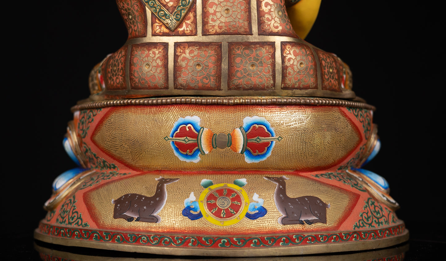 Tibetan Buddhism Gold Face Paint Lord Shakyamuni Buddha Hand Craved Yellow Multi-color Copper Statue Sculpture Figure Nepal free