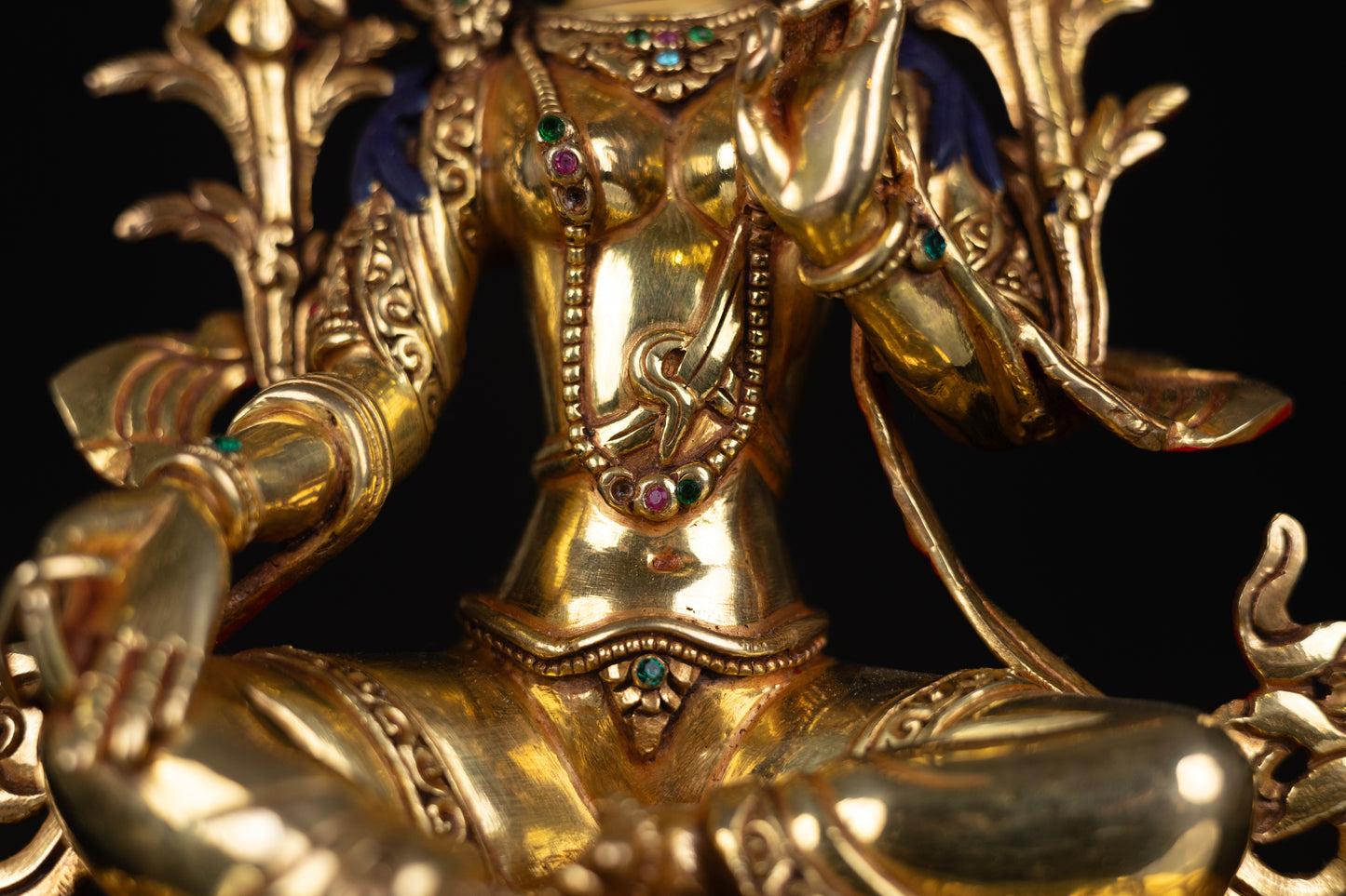 Tibetan Buddhism Gold Face Goddess Green Tara Dolma Rupa Dolma Jongma Turquoise Coral Stone Copper Statue Sculpture Figure Nepal free