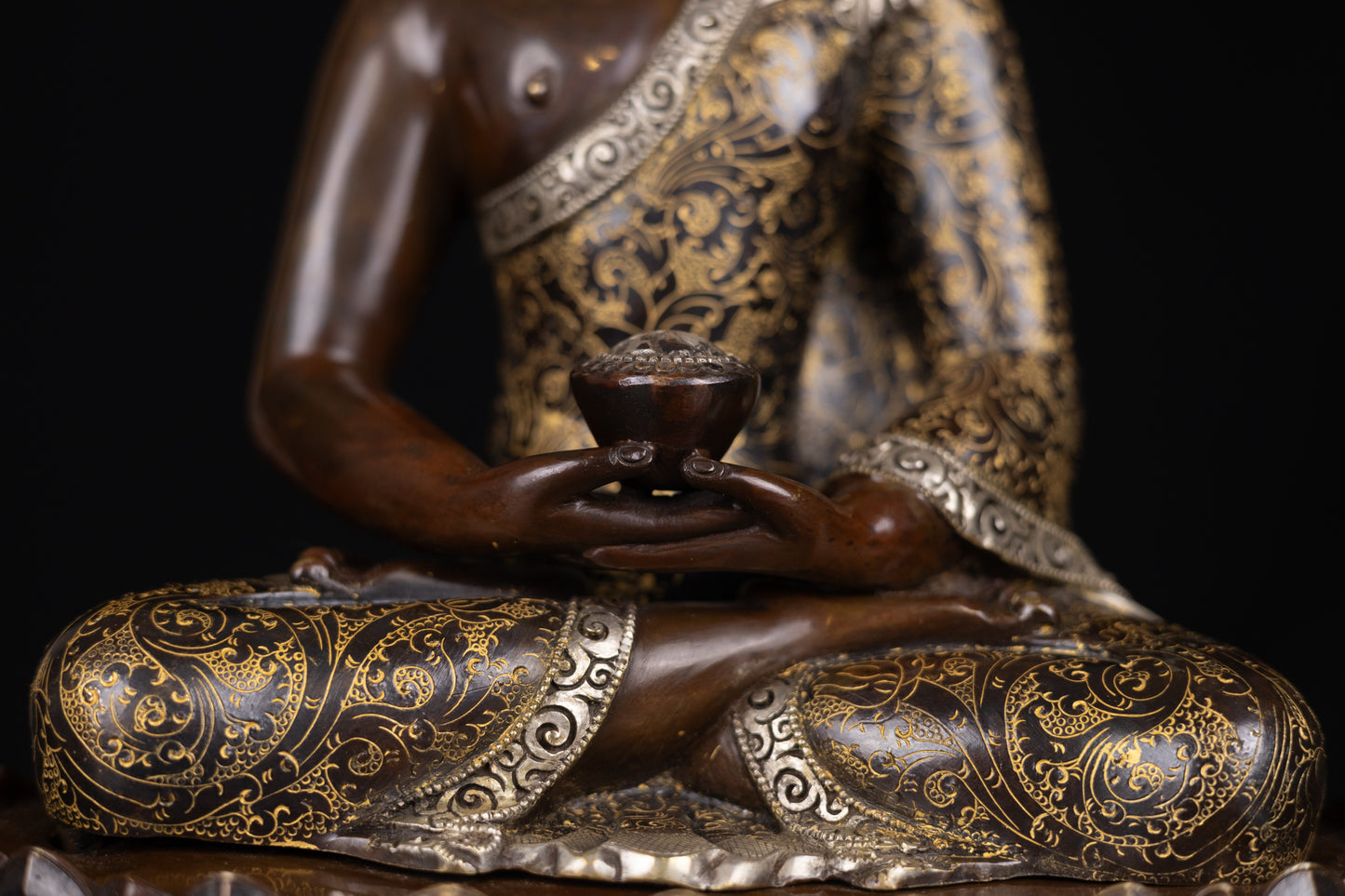 Tibetan Buddhism Gold Face Hand Paint Lord Amitabha Buddha Opakme Silver Oxide Copper Hand Craved Statue Sculpture Figure Nepal free