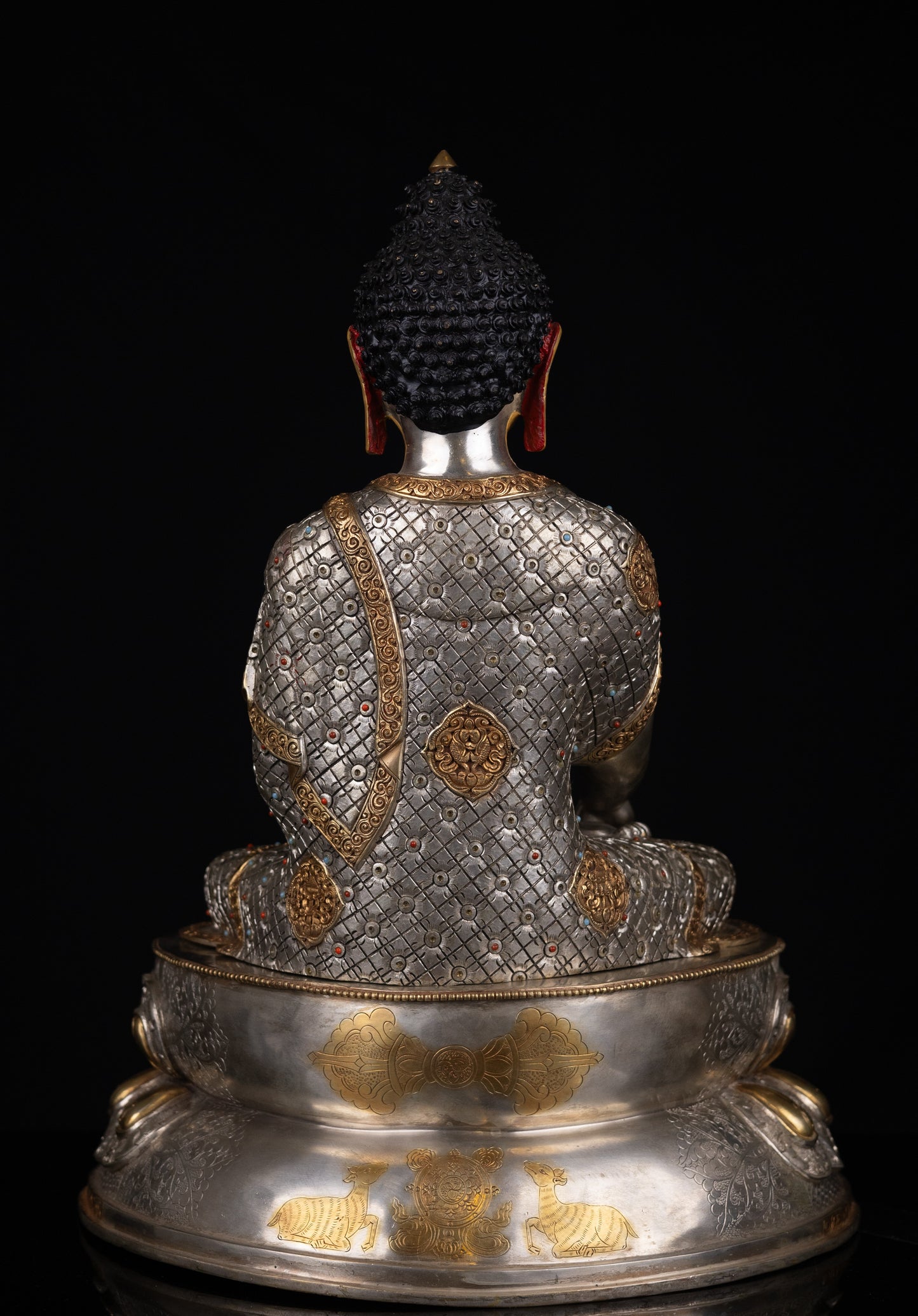 Tibetan Buddhism Gold Face Painting Lord Shakyamuni Buddha Shakya Hand Craved Gold Silver Plated Copper Statue Sculpture Figure Nepal free