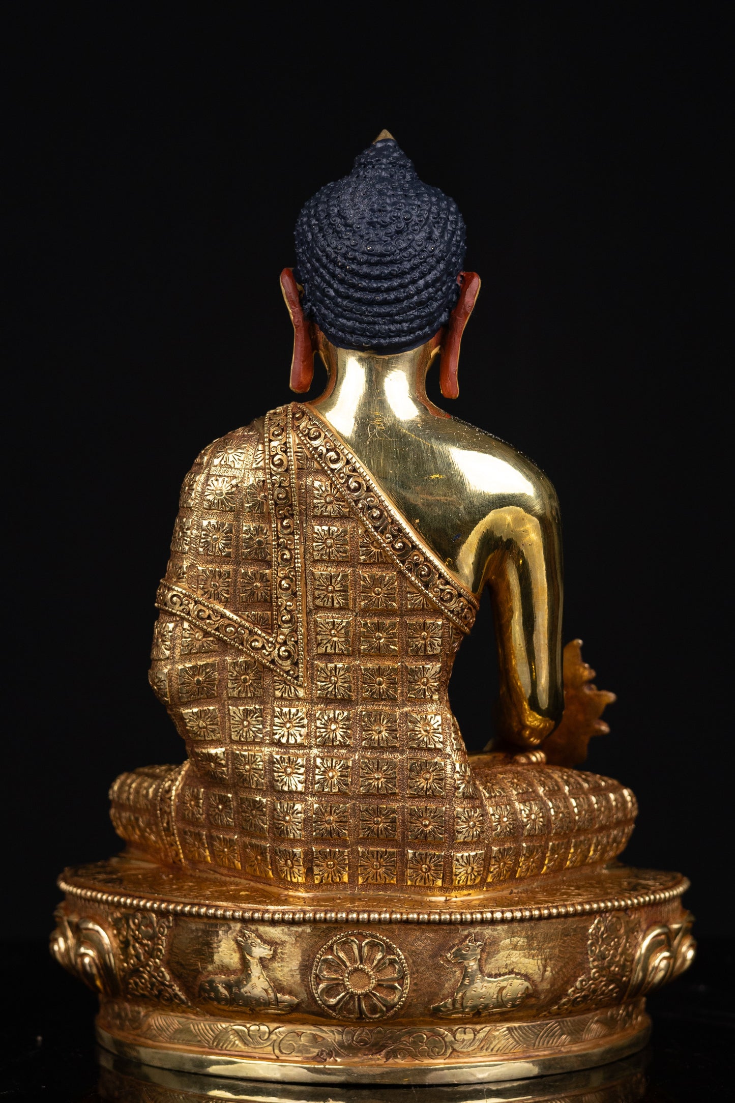 Tibetan Buddhism Gold Face Painting Lord Medicine Buddha Hand Craved Gold Plated Copper Statue Sculpture Figure Nepal free