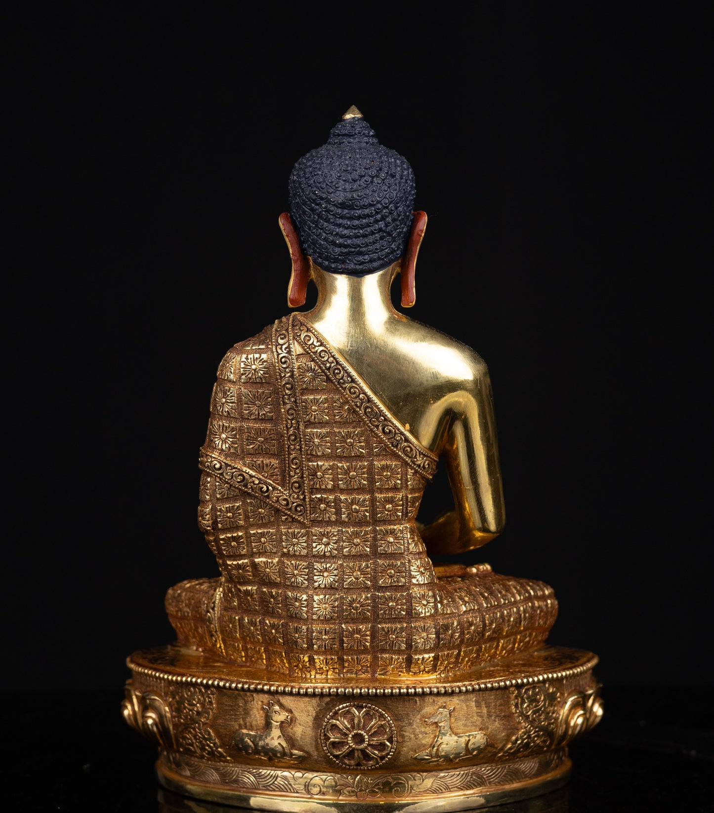 Tibetan Buddhism Gold Face Lord Shakyamuni Buddha Shakya Hand Craved Gold-Plated Copper Statue Sculpture Figure Nepal free