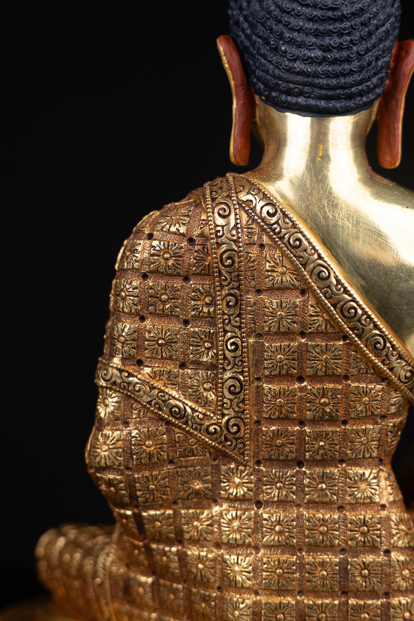 Tibetan Buddhism Gold Face Lord Shakyamuni Buddha Shakya Hand Craved Gold-Plated Copper Statue Sculpture Figure Nepal free
