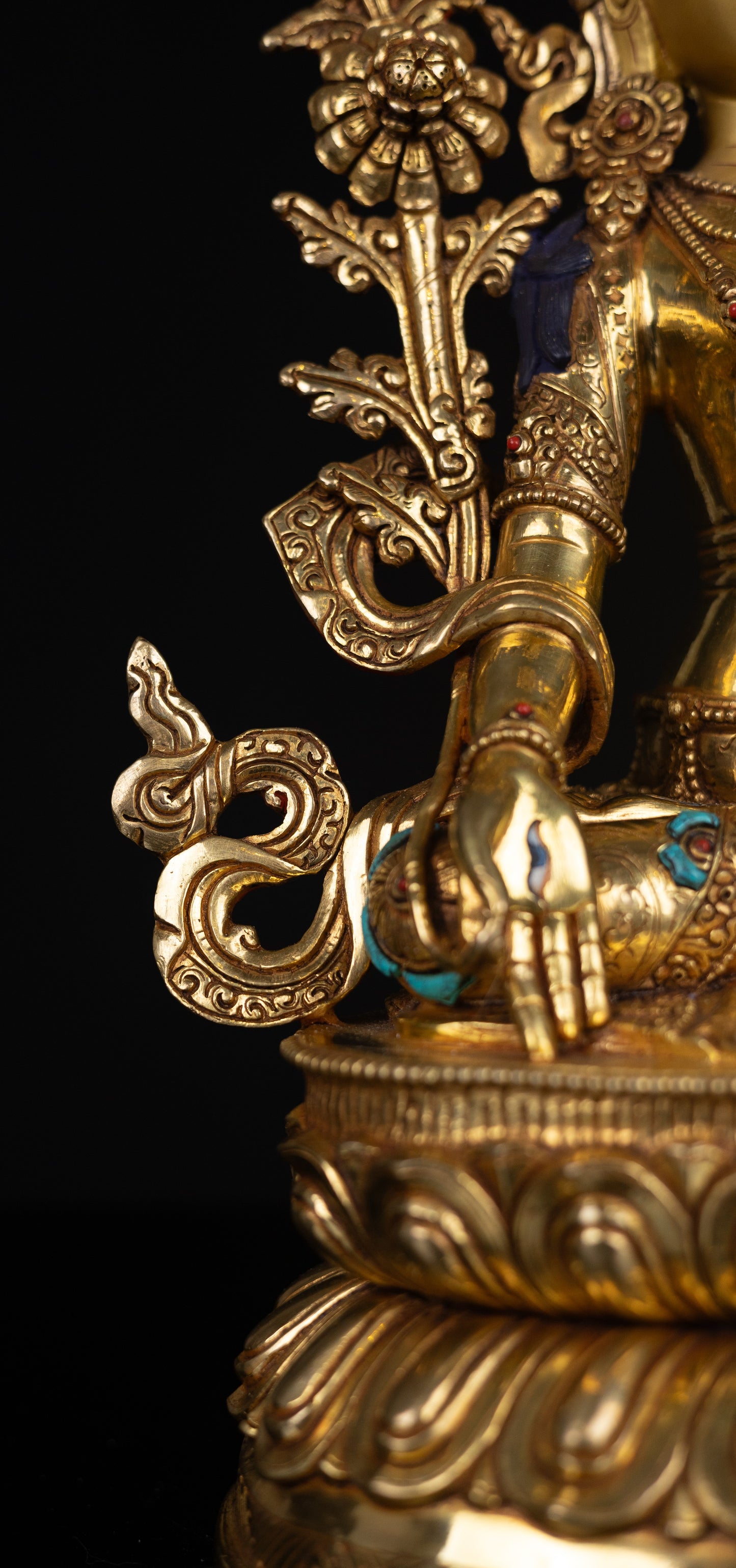 Tibetan Buddhism Gold Face Goddess White Tara Rupa Dolma Gold Plated Turquoise Stone Copper Statue Sculpture Figure Nepal free