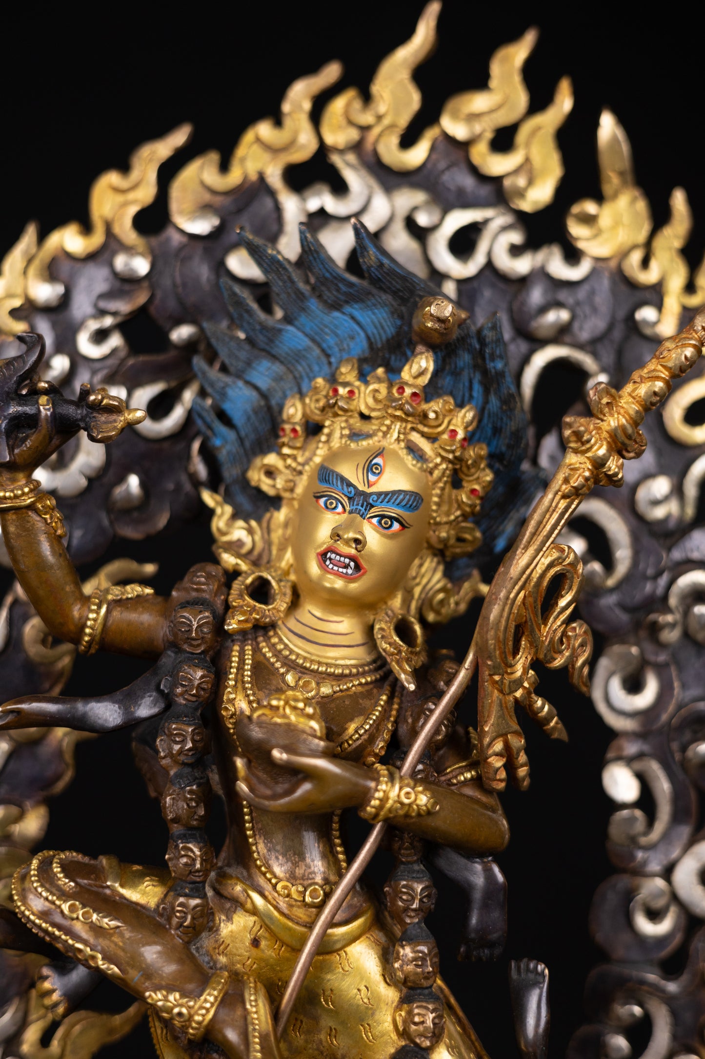 Tibetan Buddhism Gold Face Hand Paint Vajra Varahi Dorje Phagmo Yogini Jogini Dakini Gold Plated Oxide Copper Statue Sculpture Figure Nepal free