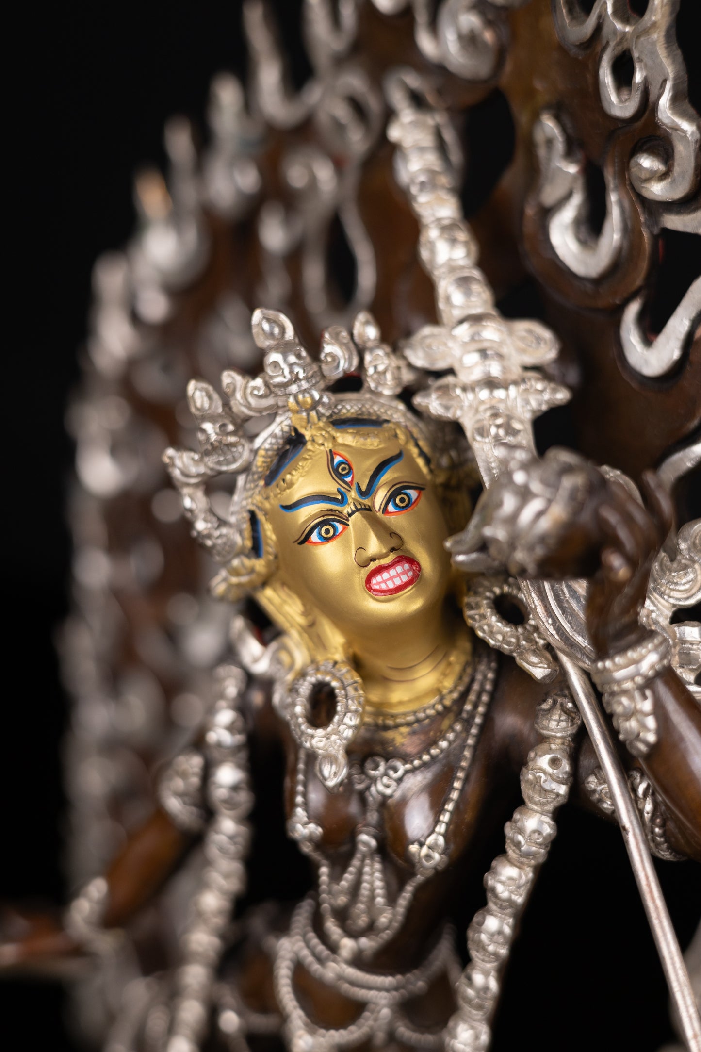 Tibetan Buddhism Wrathful Goddess Gold Face Vajra Yogini Khadga Jogini Dakini Dorje Naljorma Silver Oxide Copper Statue Sculpture Figure Nepal free
