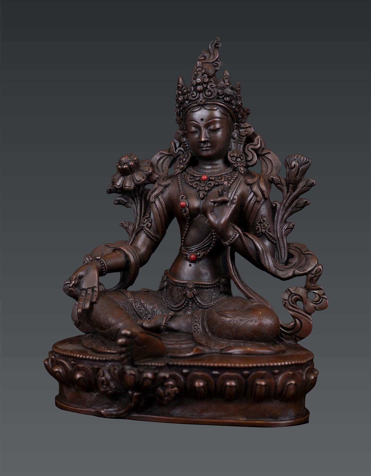 Tibetan Buddhism Goddess Green Tara Rupa Rare Copper Oxide Statue Sculpture Nepal free 117