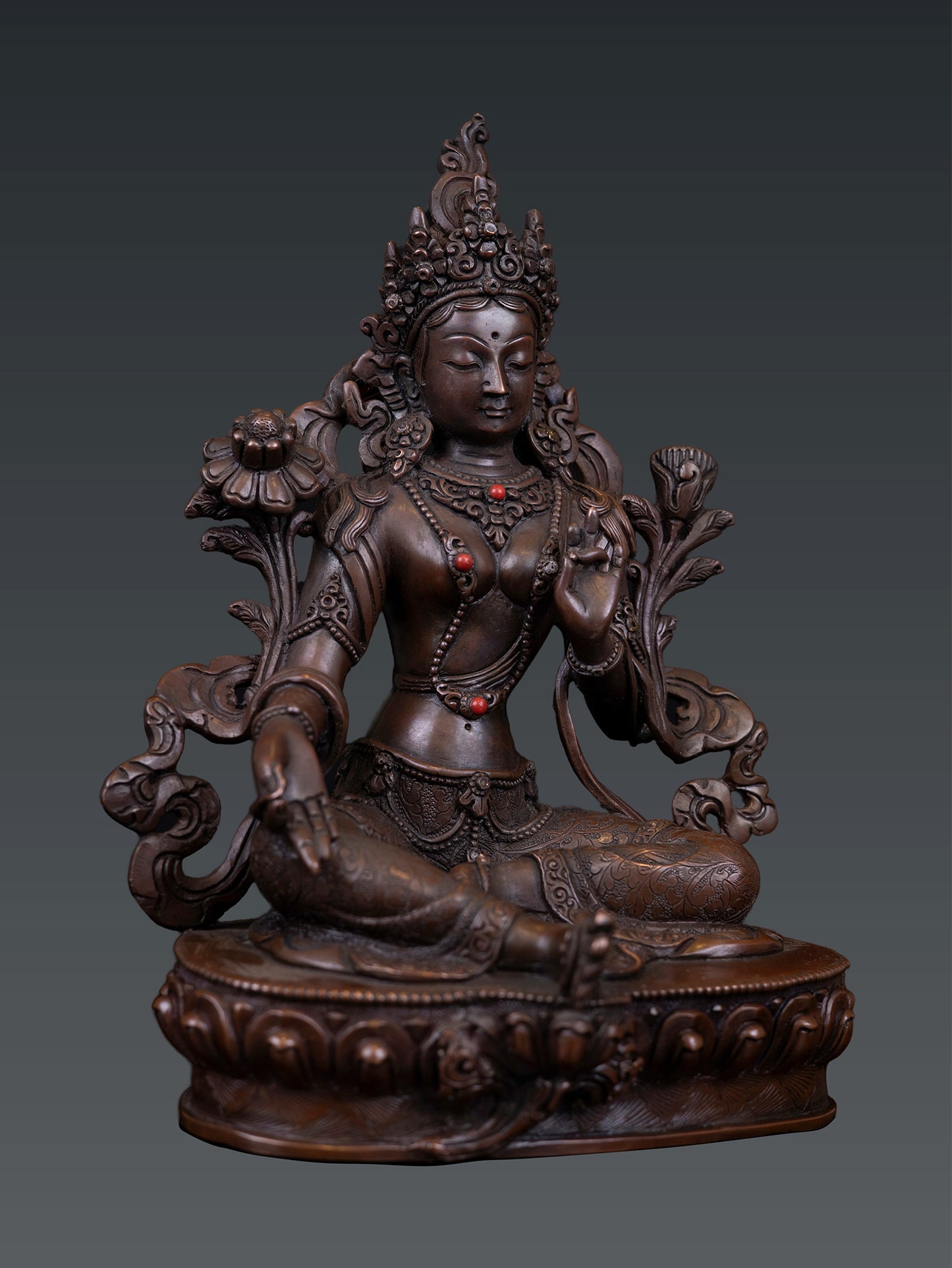 Tibetan Buddhism Goddess Green Tara Rupa Rare Copper Oxide Statue Sculpture Nepal free 117