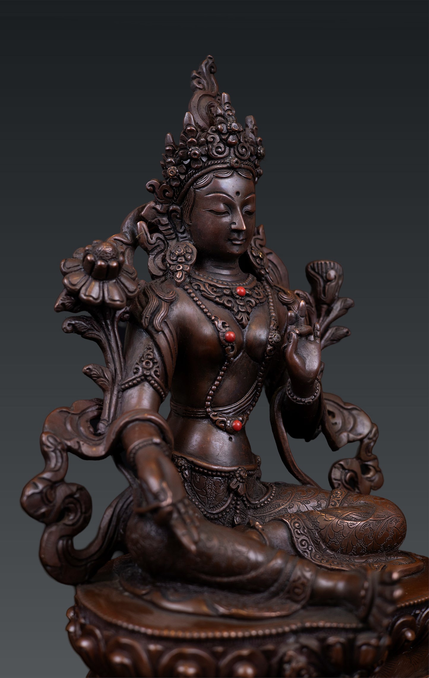 Tibetan Buddhism Goddess Green Tara Rupa Rare Copper Oxide Statue Sculpture Nepal free 117